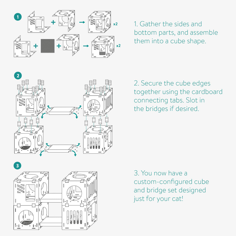 Navaris casa-gato modular: conjunto de conectores para montar estructuras seguras.