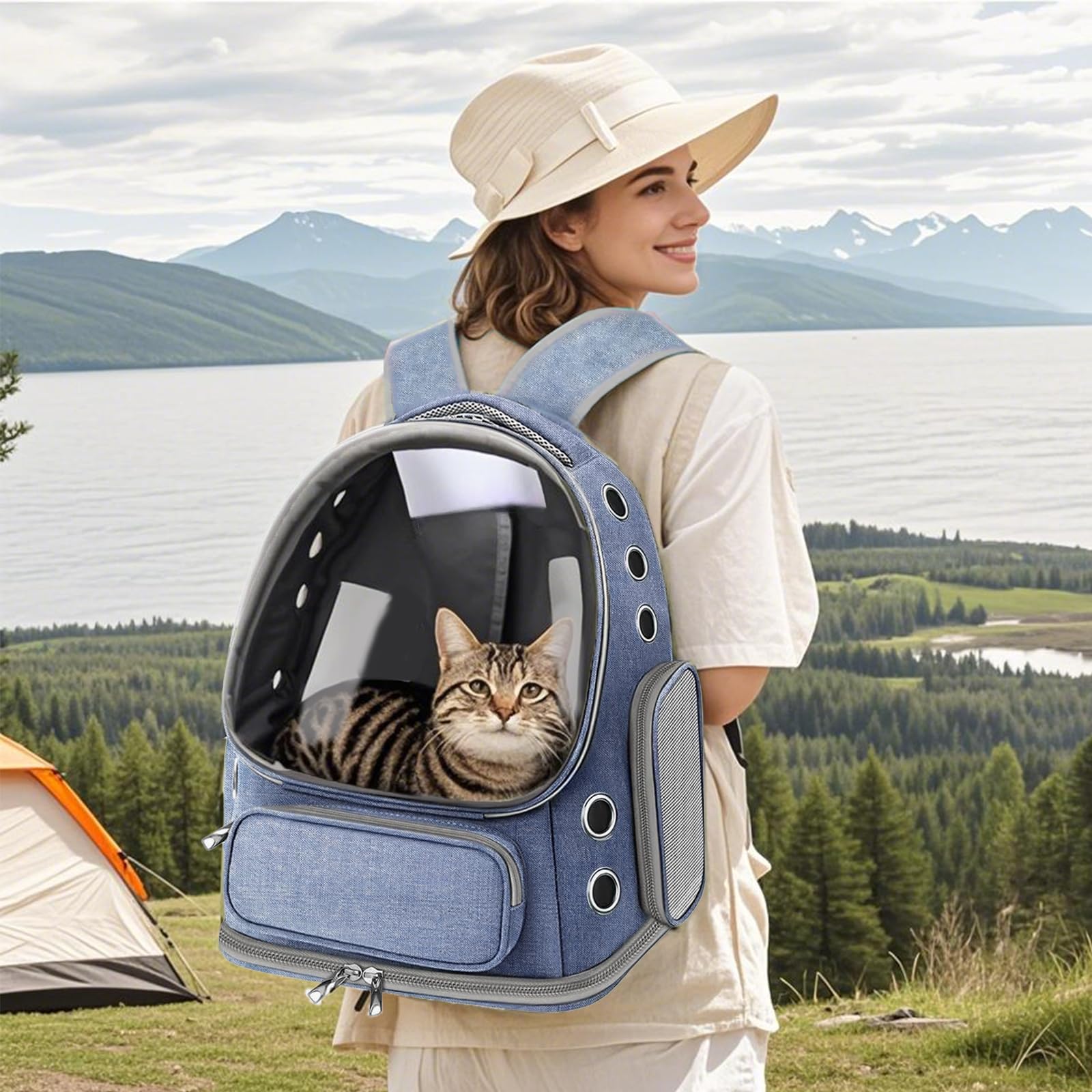 NAXYOO transportín gato interior espacioso con bolsillos para accesorios.