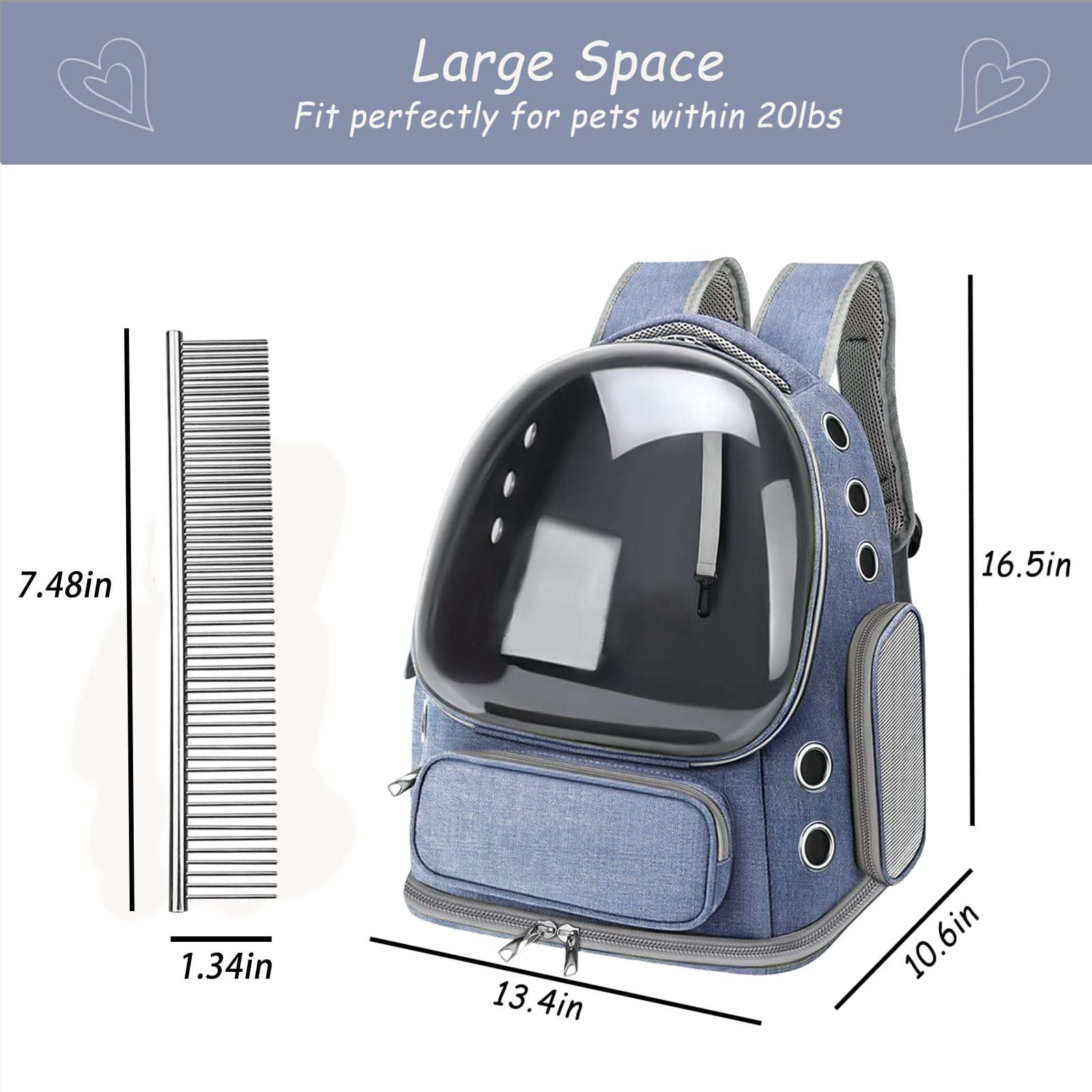 NAXYOO transportín gato ventilacion de aire para respiración cómoda.