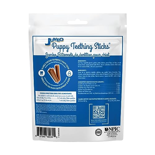 N-Bone Jumbo Puppy Teething Sticks in use by a large breed puppy for safe chewing