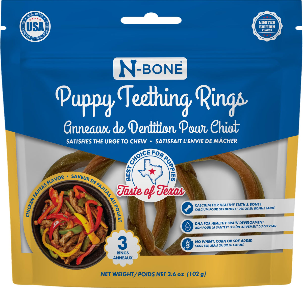 N-Bone Anillo dentición sabor Texano, envase práctico para uso diario