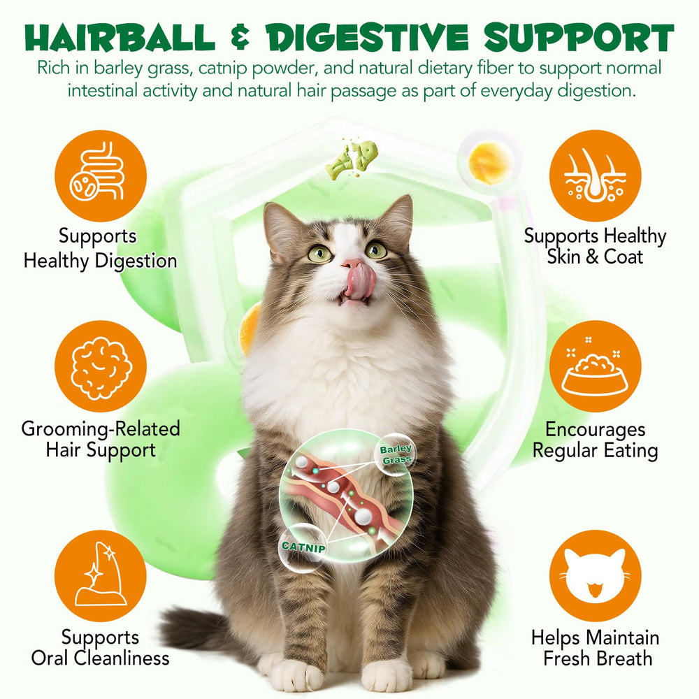 NBTREKTIE Gato de interior, hierba natural en snack para hábitos saludables.