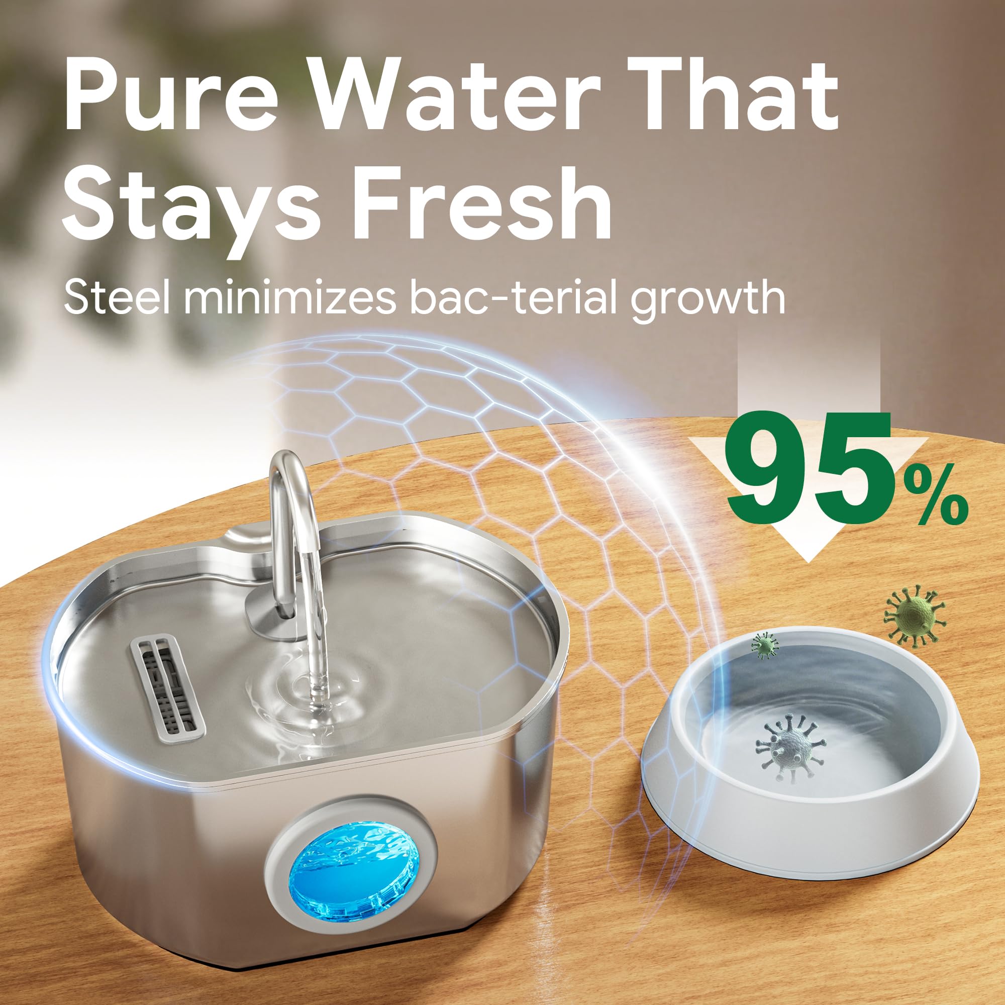 Diseño con flujo de agua que invita al consumo.