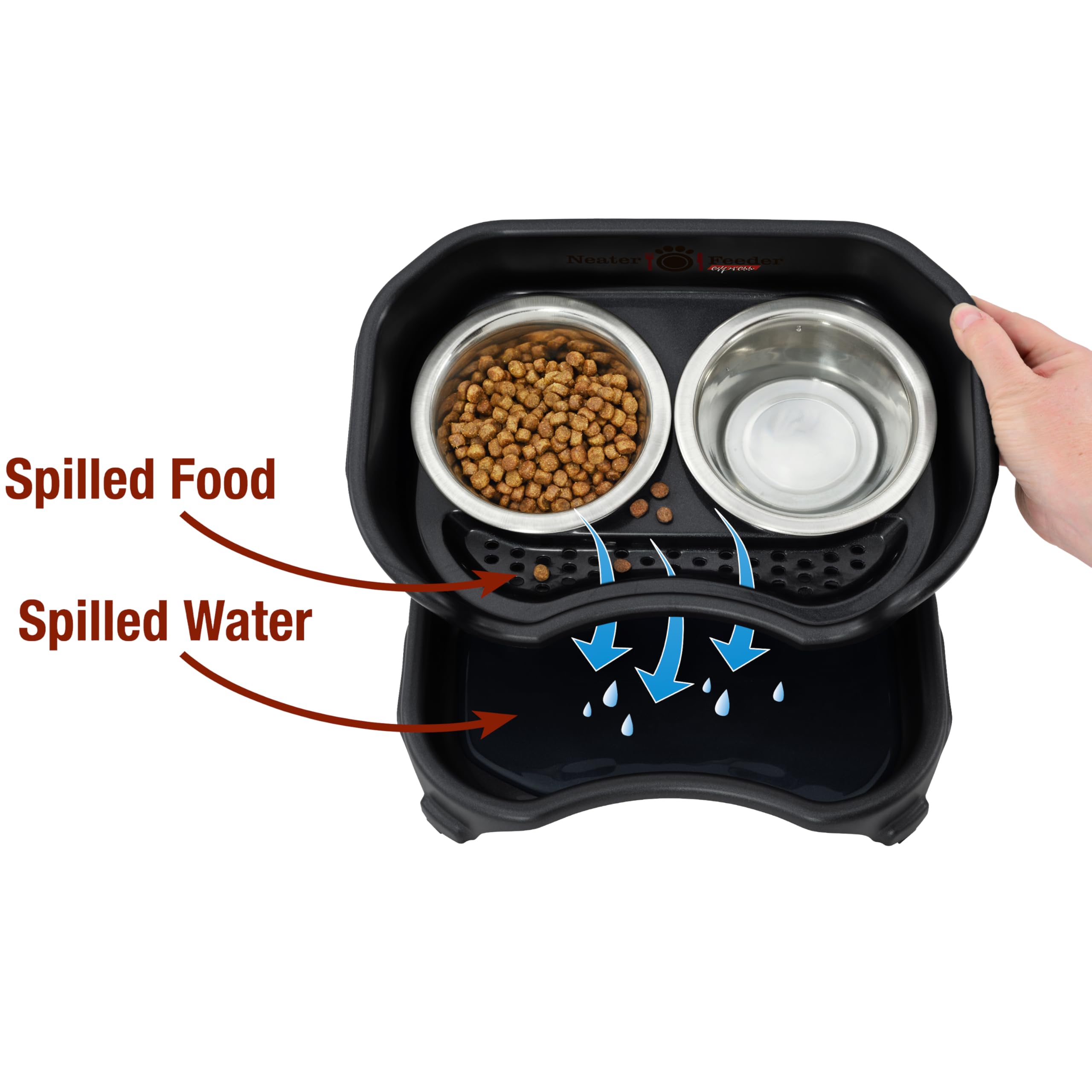 Neater Feeder Express: cuencos bajos para gatos, bigotes cómodos y uso limpio.