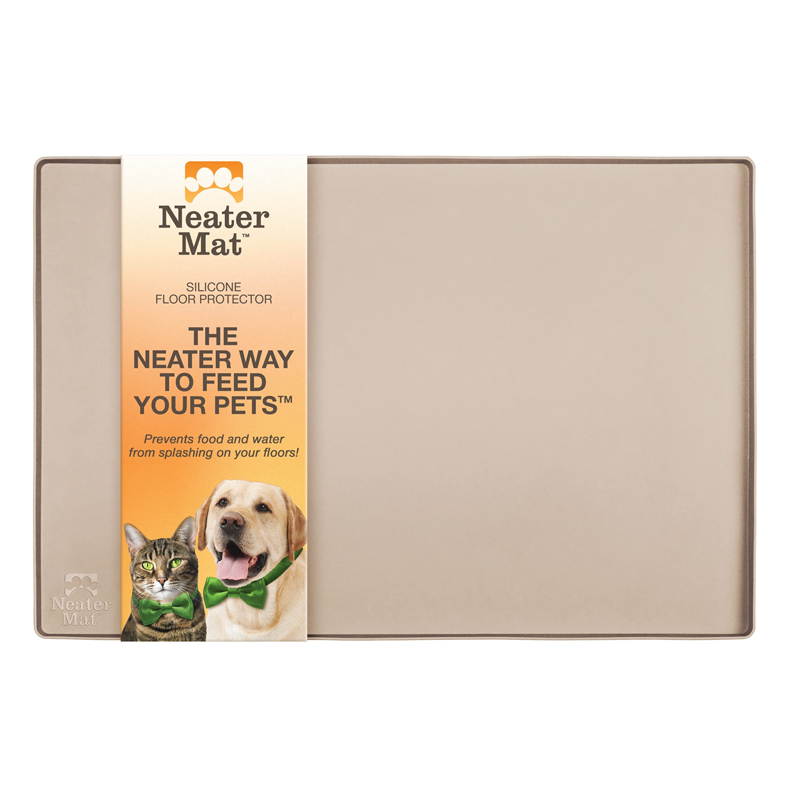 Neater Mat: alfombrilla impermeable de silicona para tazones, protege el suelo y facilita la limpieza.