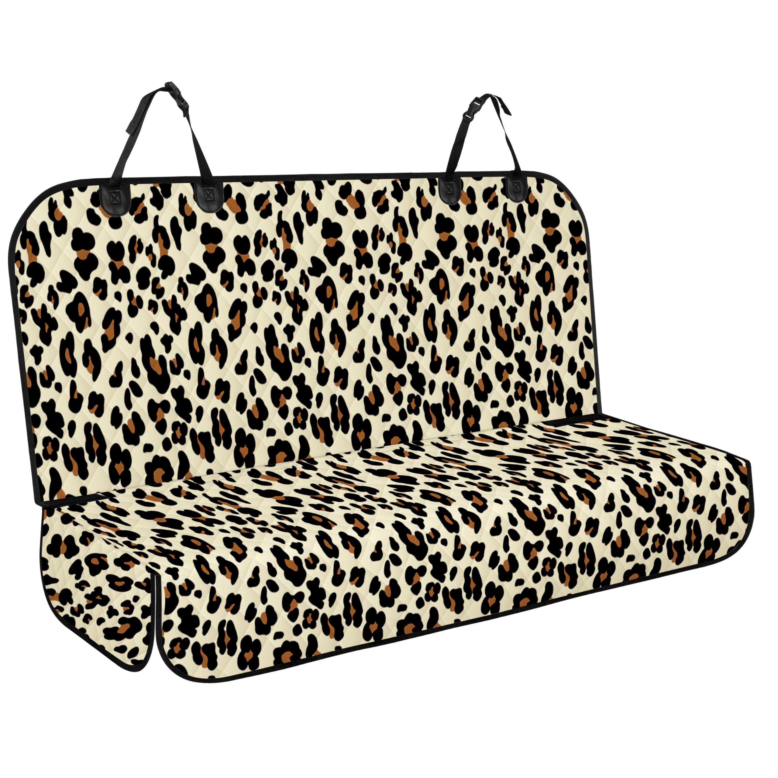 NECKORY cubre asiento trasero para perros con estampado Leopardo Negro, protección duradera para viajes