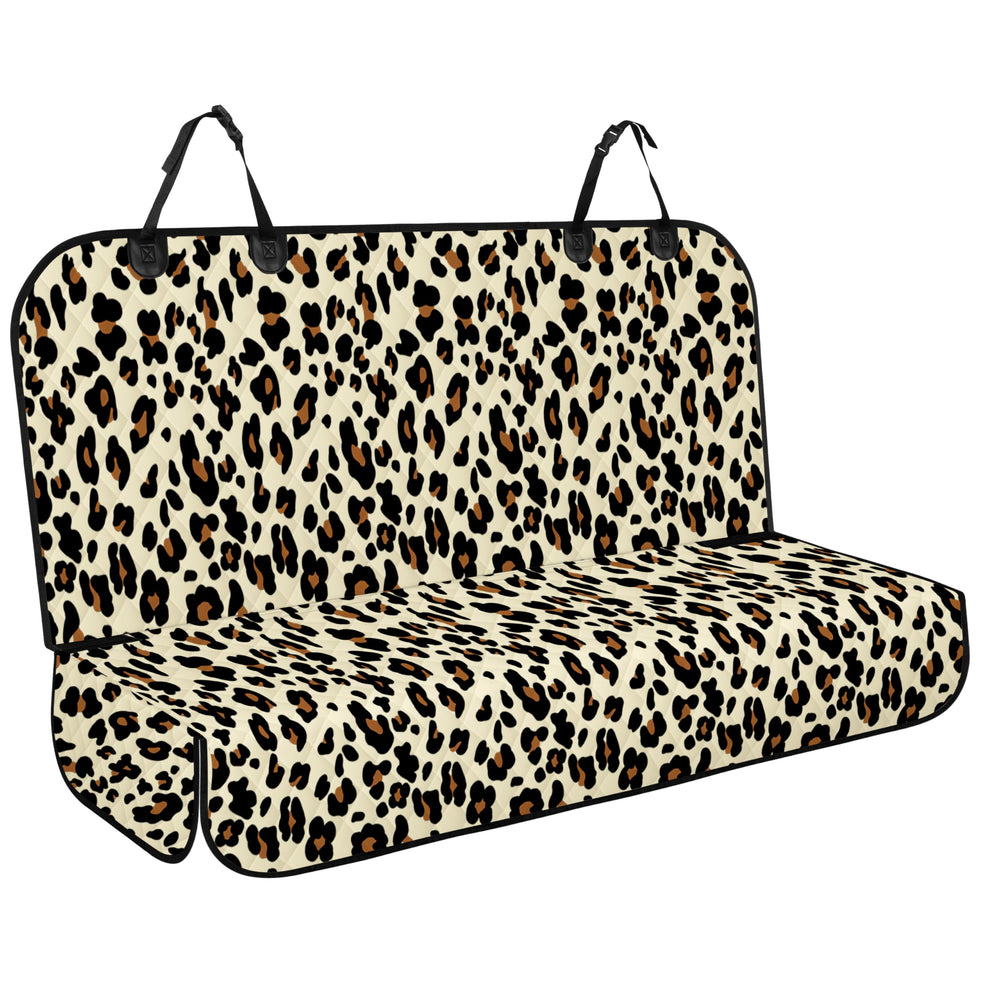 NECKORY cubre asiento trasero para perros con estampado Leopardo Negro, protección duradera para viajes