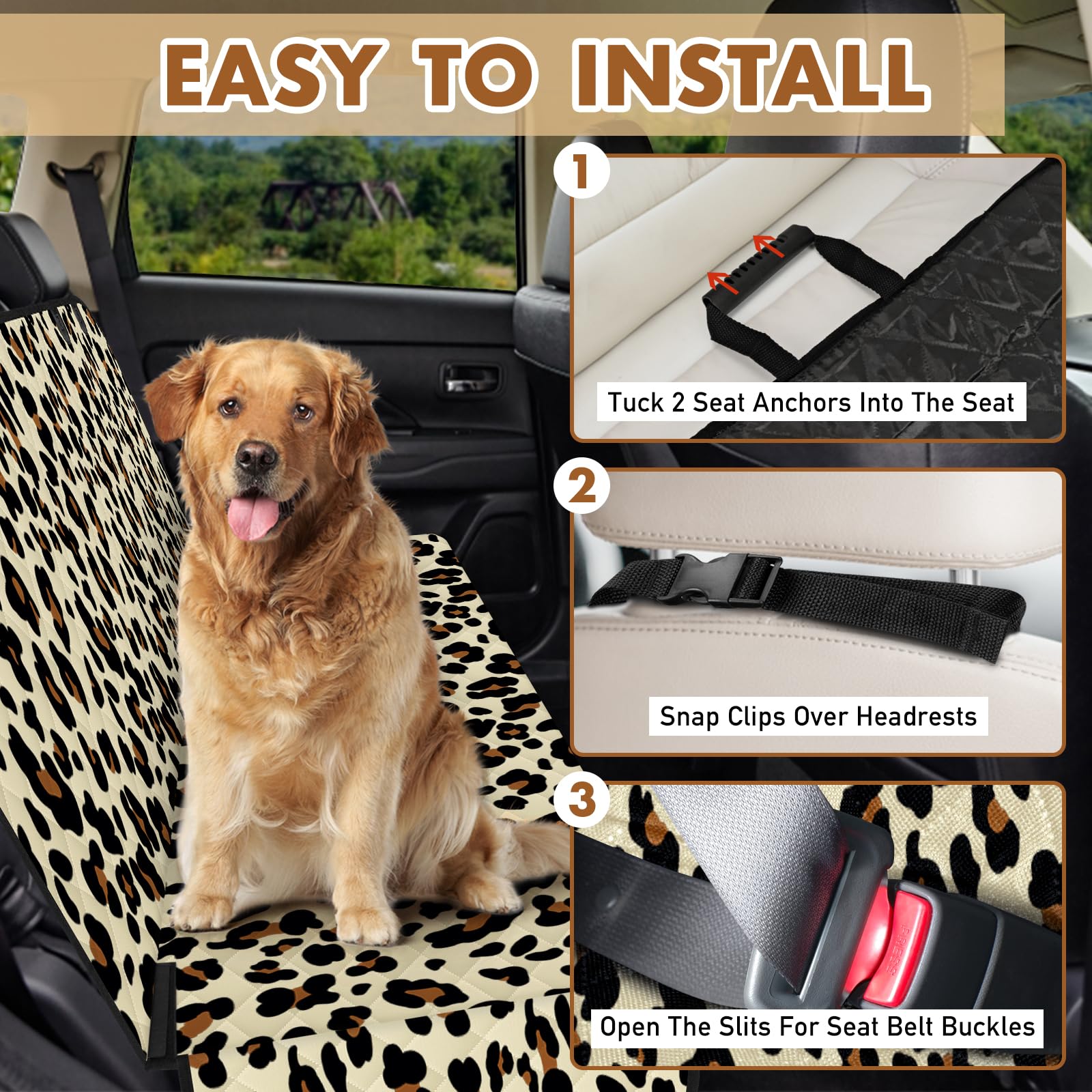 NECKORY funda impermeable para asiento trasero, protege contra líquidos y pelos