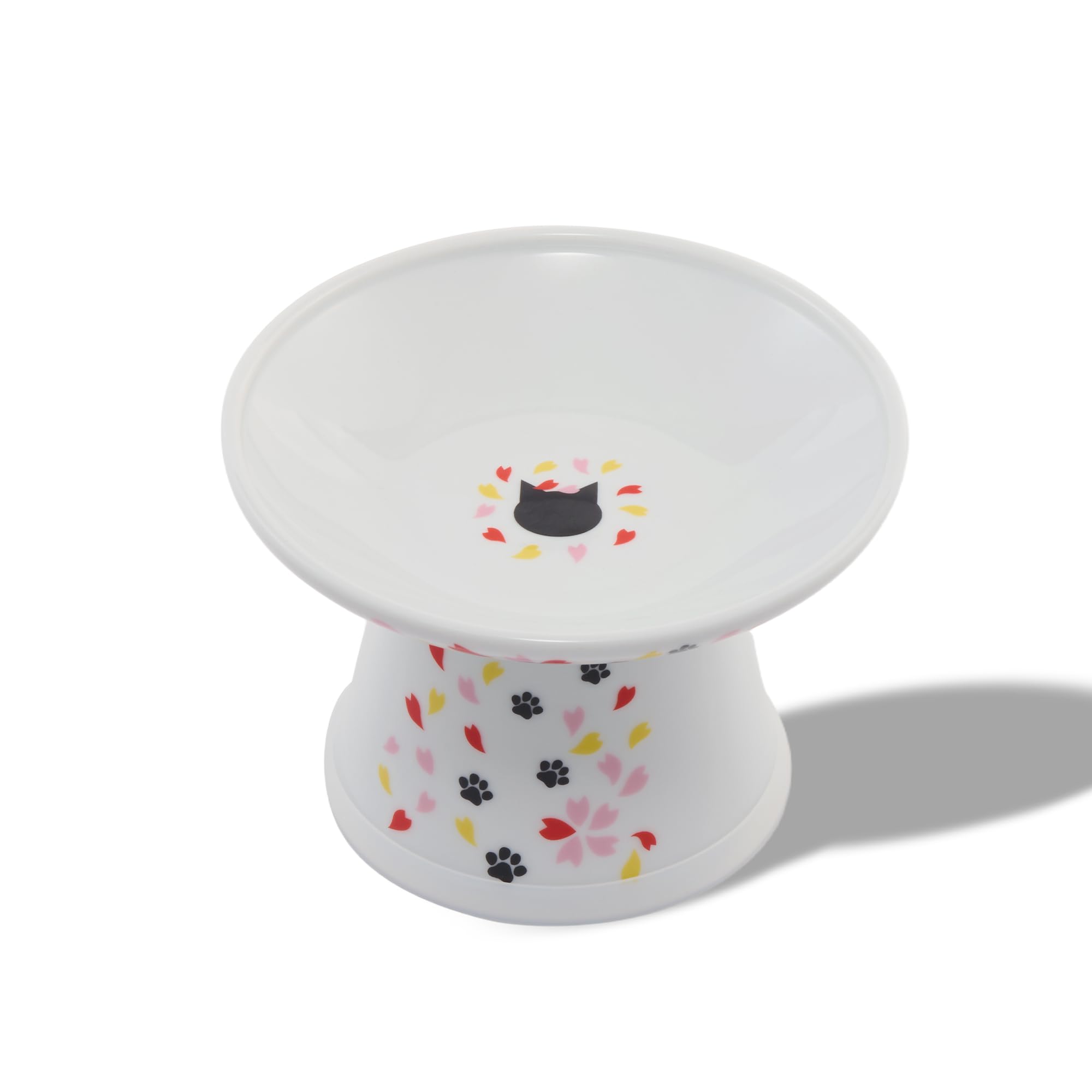Necoichi tazón elevado de cerámica con Sakura Floral, reduce fatiga de bigotes durante la comida