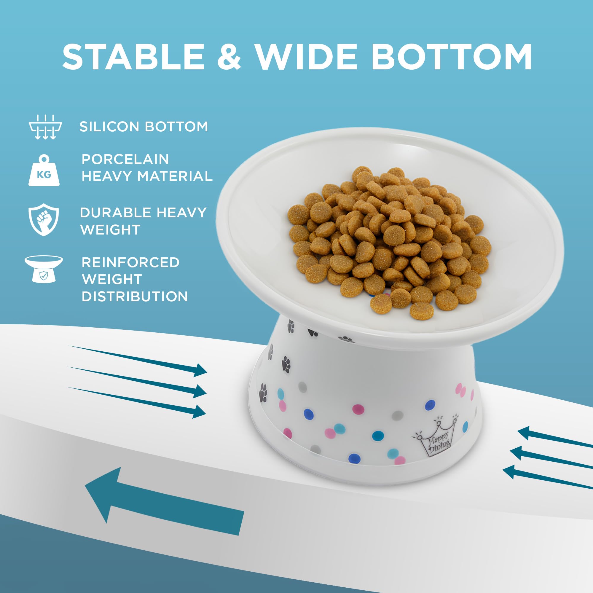 Diseño para gatos de cara plana evita molestias al comer.