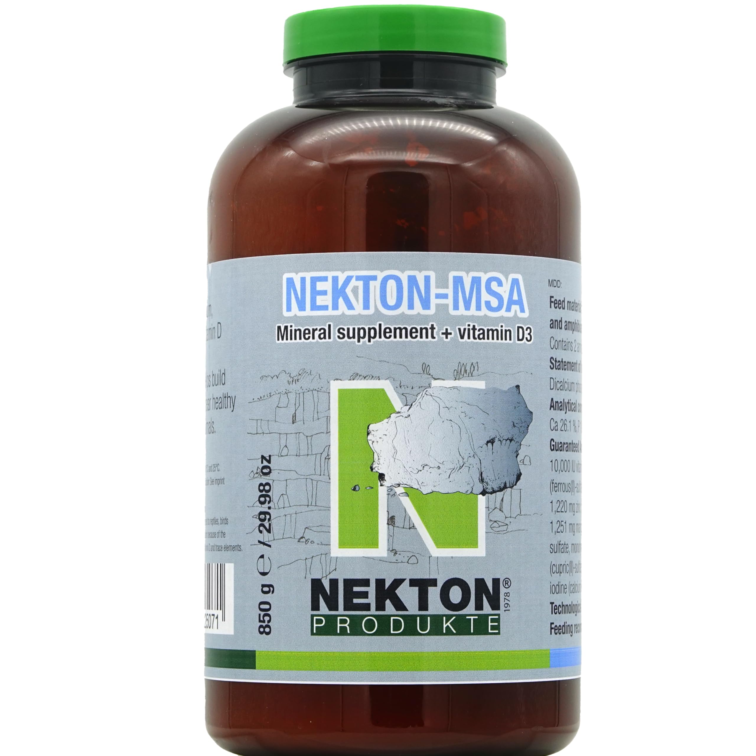 Nekton MSA para aves, envase de 850 g, manejo práctico en casa.