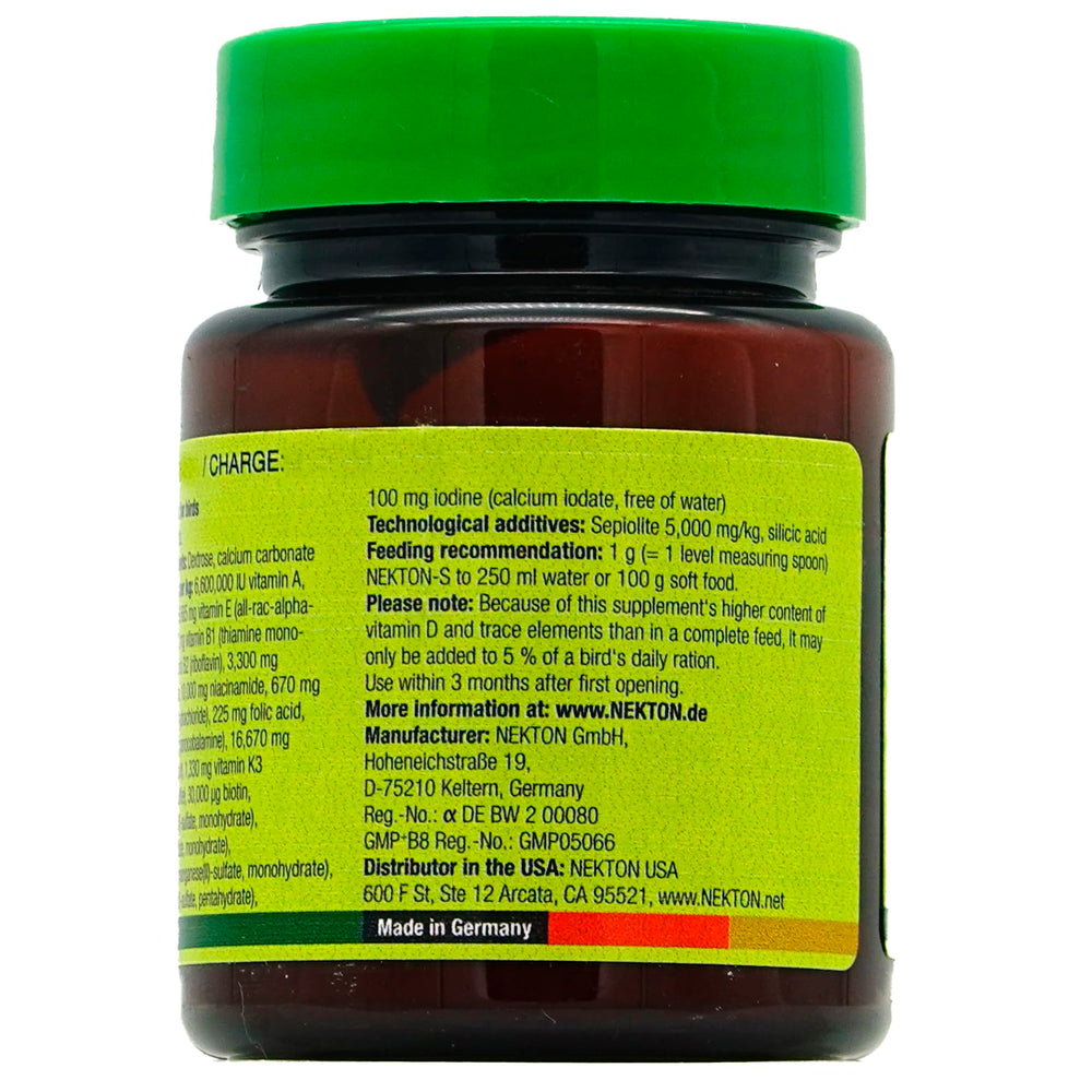 Nekton-S dosis para aves, complemento nutricional
