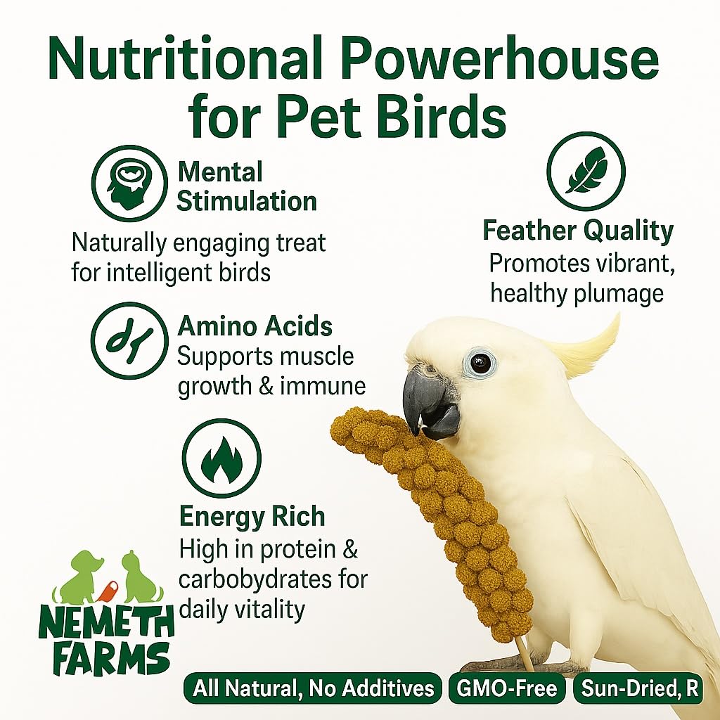 Nemeth Farms Millet Spray, almacenamiento fácil, mantiene producto fresco y libre de insectos.