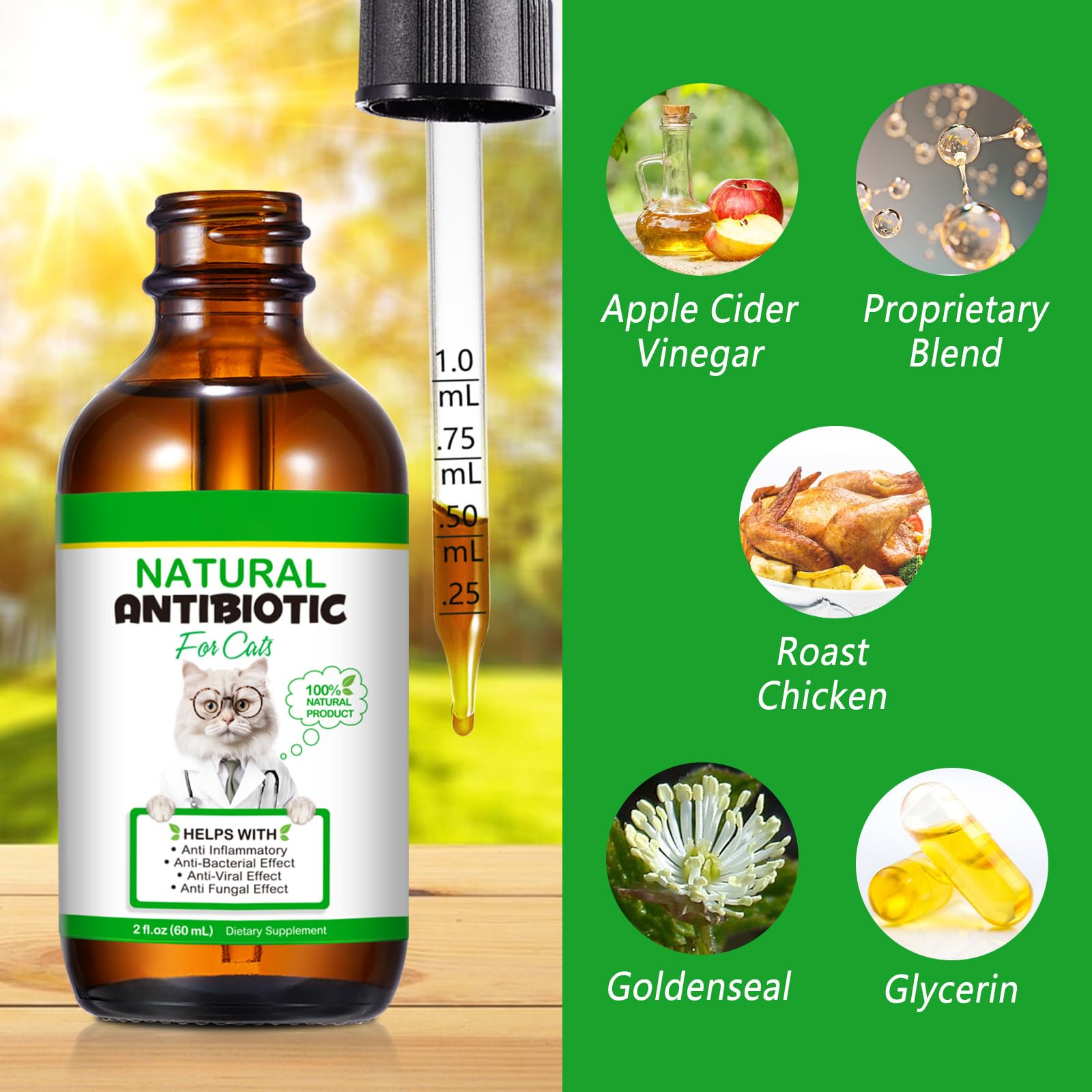 NenMaoKeNu solución líquida para gatos, dosis suave para infecciones comunes.