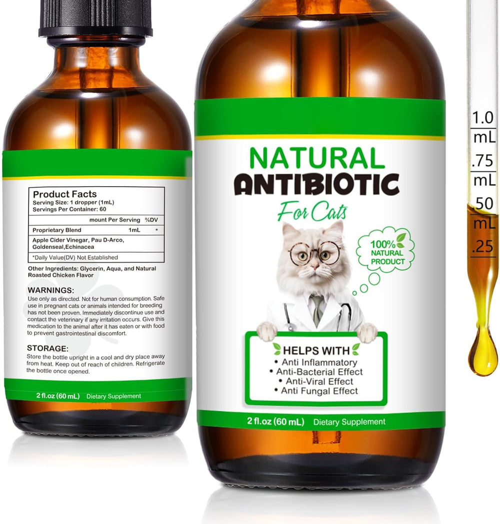 NenMaoKeNu gotas antibióticas para gatos, frasco de 60 ml para uso diario.