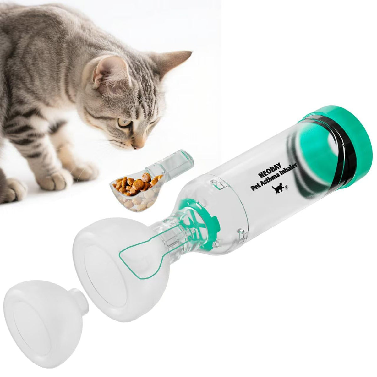 Espaciador Neobay para gatos con Panic Soother facilita premiar durante la sesión