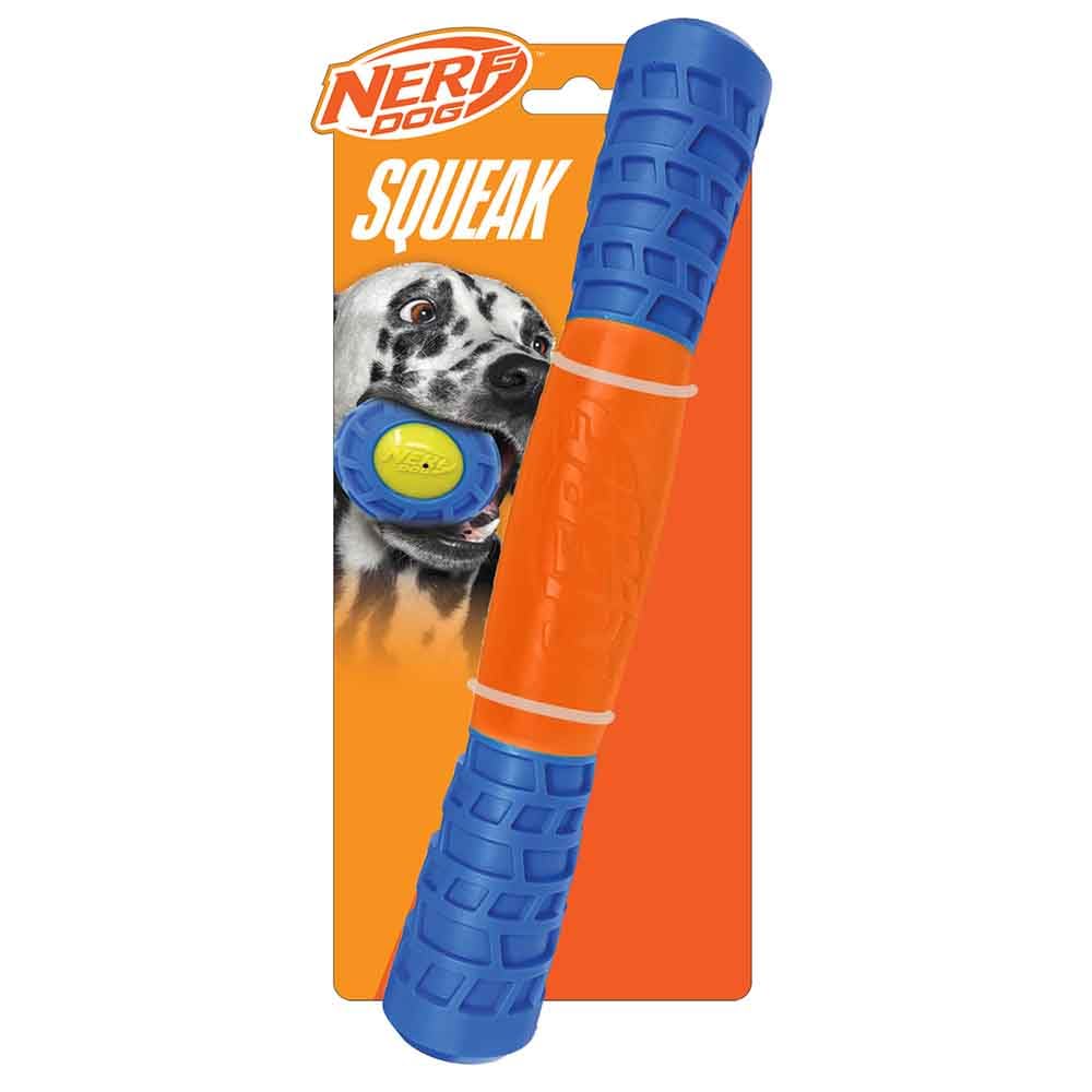 Nerf Dog EXO Stick Chirrido Azul/Naranja para jugar y entrenar con tu perro