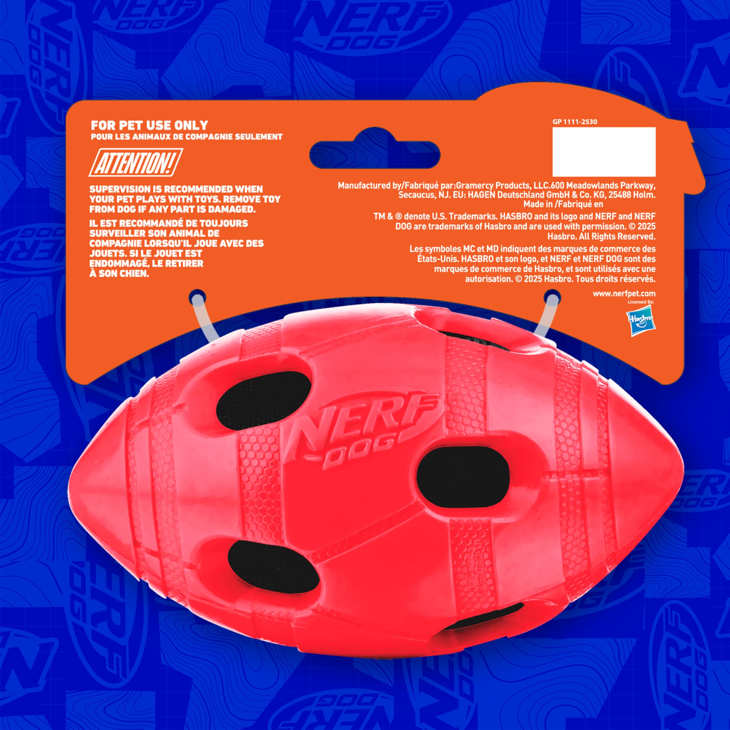 Nerf Dog Futbol de 6 pulgadas, tamaño ideal para perros medianos y grandes.