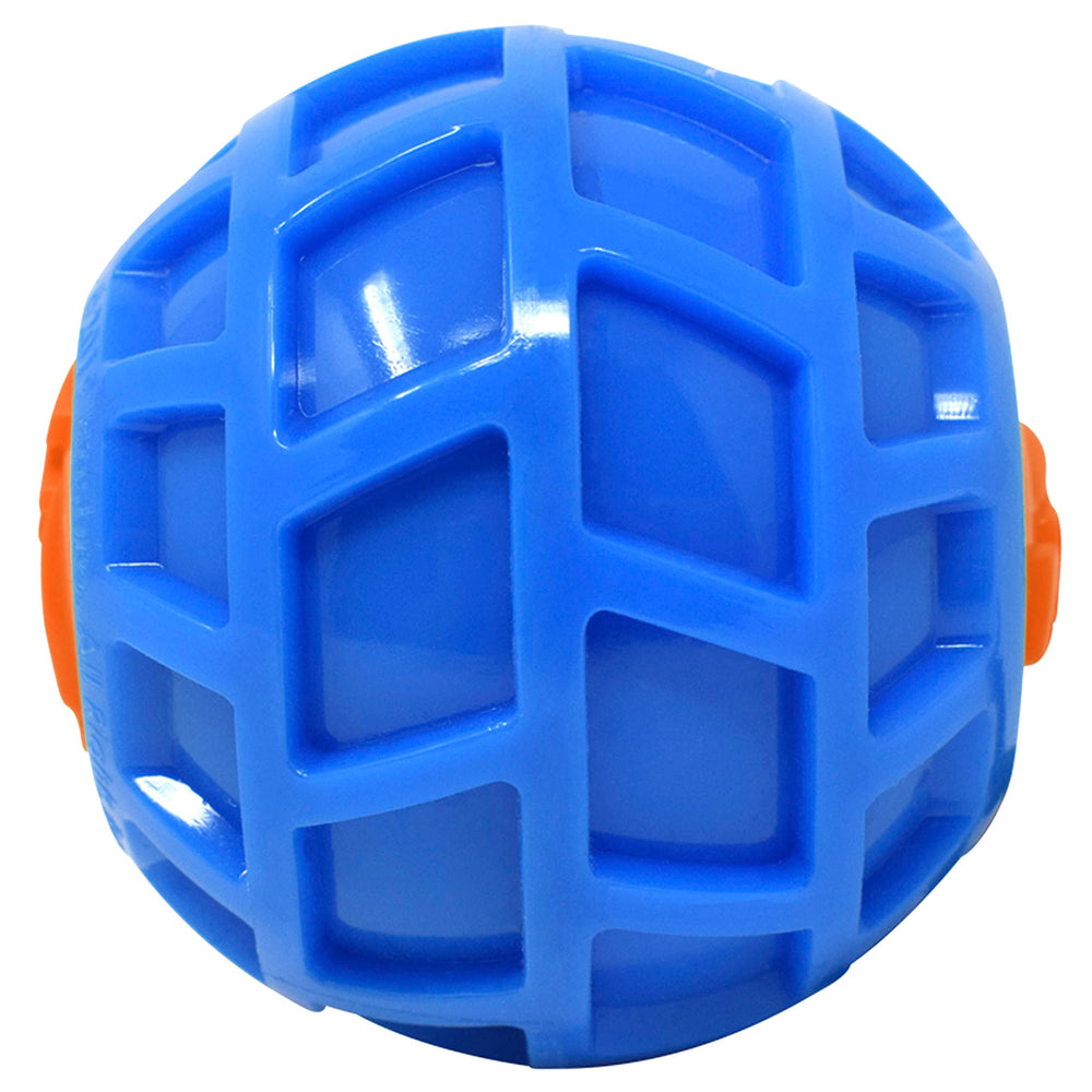 Nerf Dog juguete-exterior-bola-squeak-4in-azul-naranja: ideal para parque y patio.