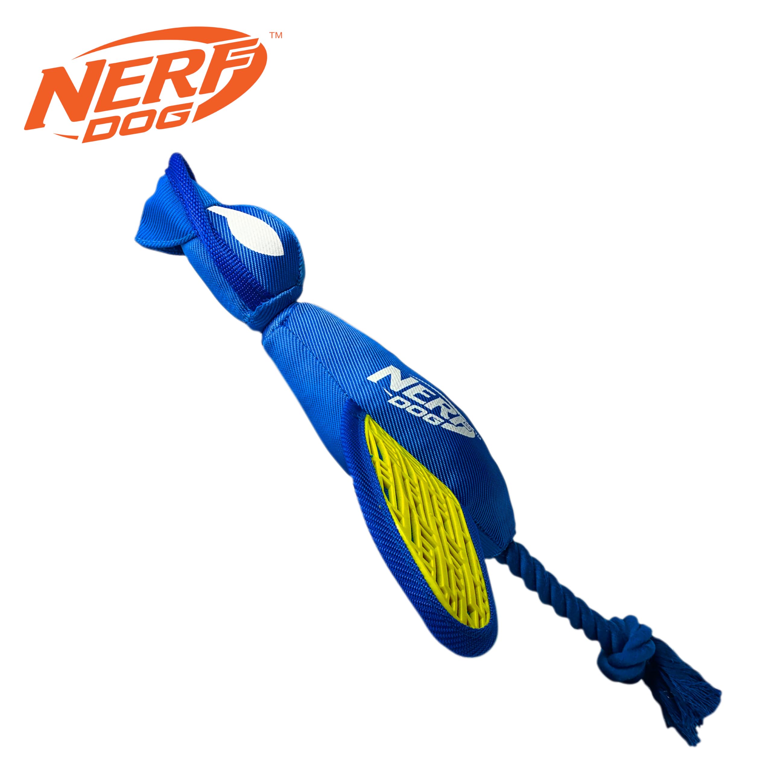 Nerf Dog patito lanzador alta visibilidad facilita localizarlo en césped.