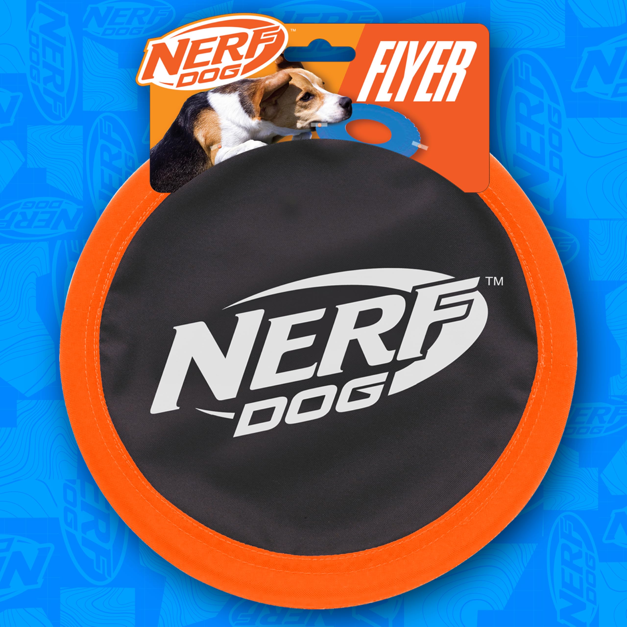 Nerf Dog Zone Flyer, seguro para perros, pensado para horas de juego en familia.