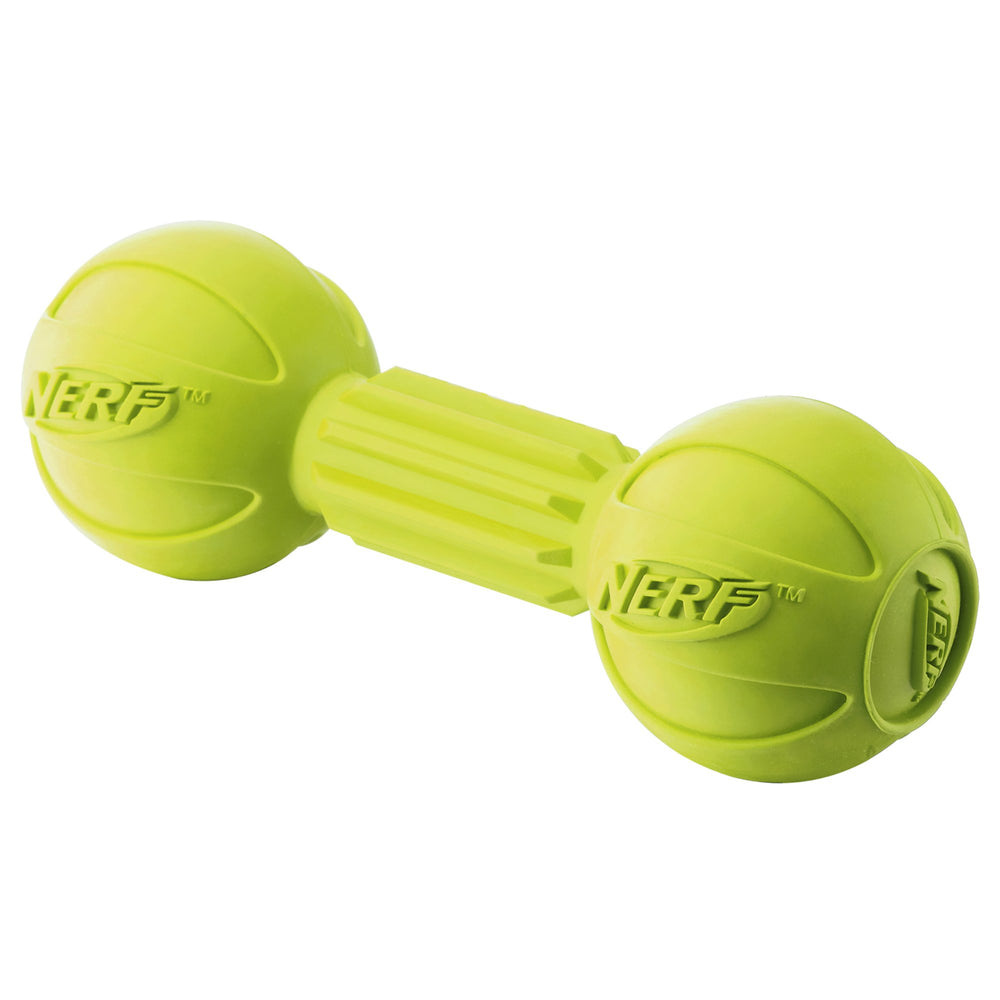 Nerf Barbell para perros medianos y grandes, ideal para entrenamiento y diversión.