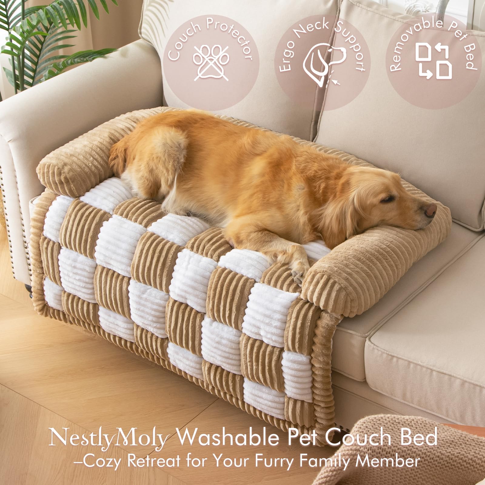NestlyMoly cama para perro con tejido felpa suave, descanso cómodo