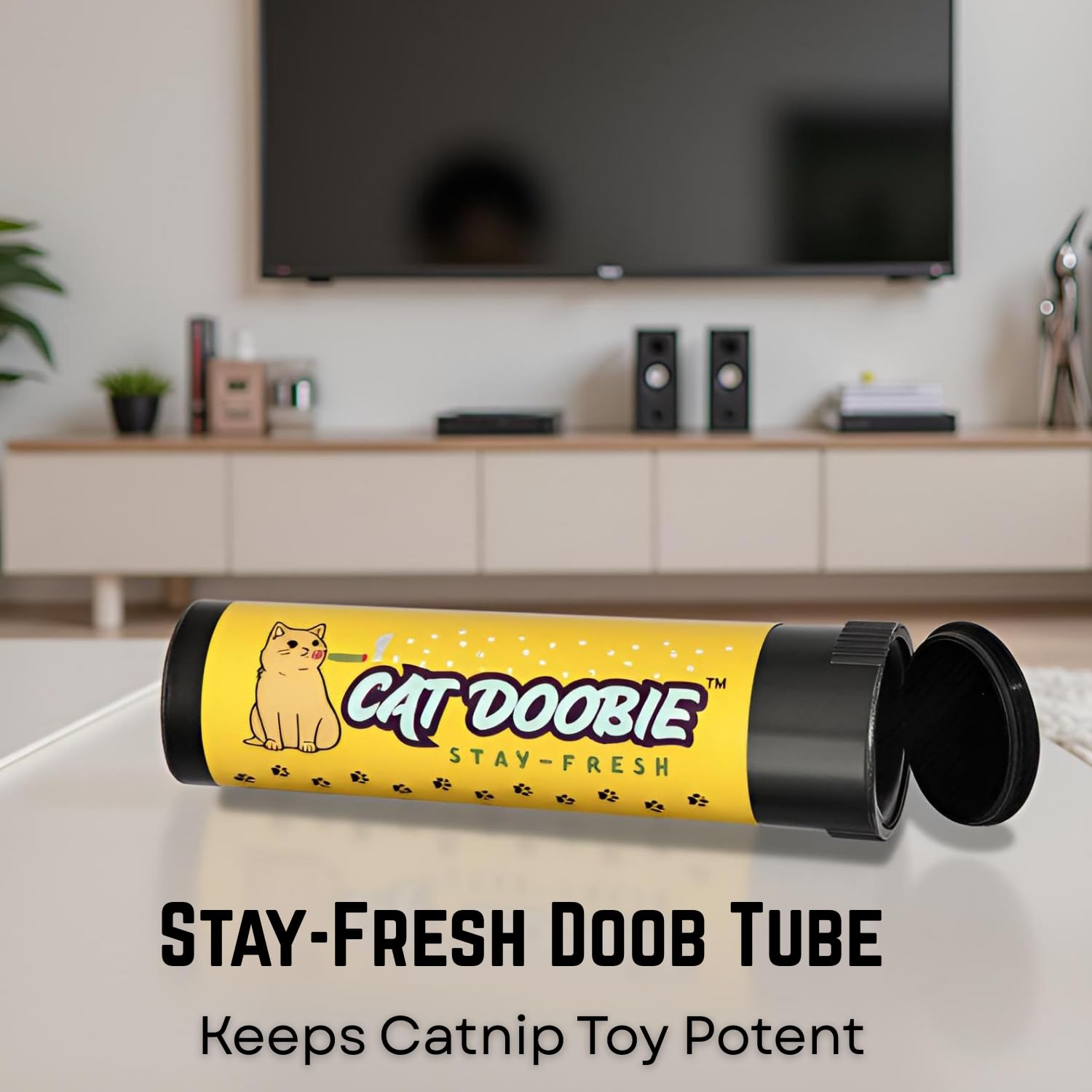 Nestpark Doobie: tubo para conservar fresca la catnip entre sesiones de juego.