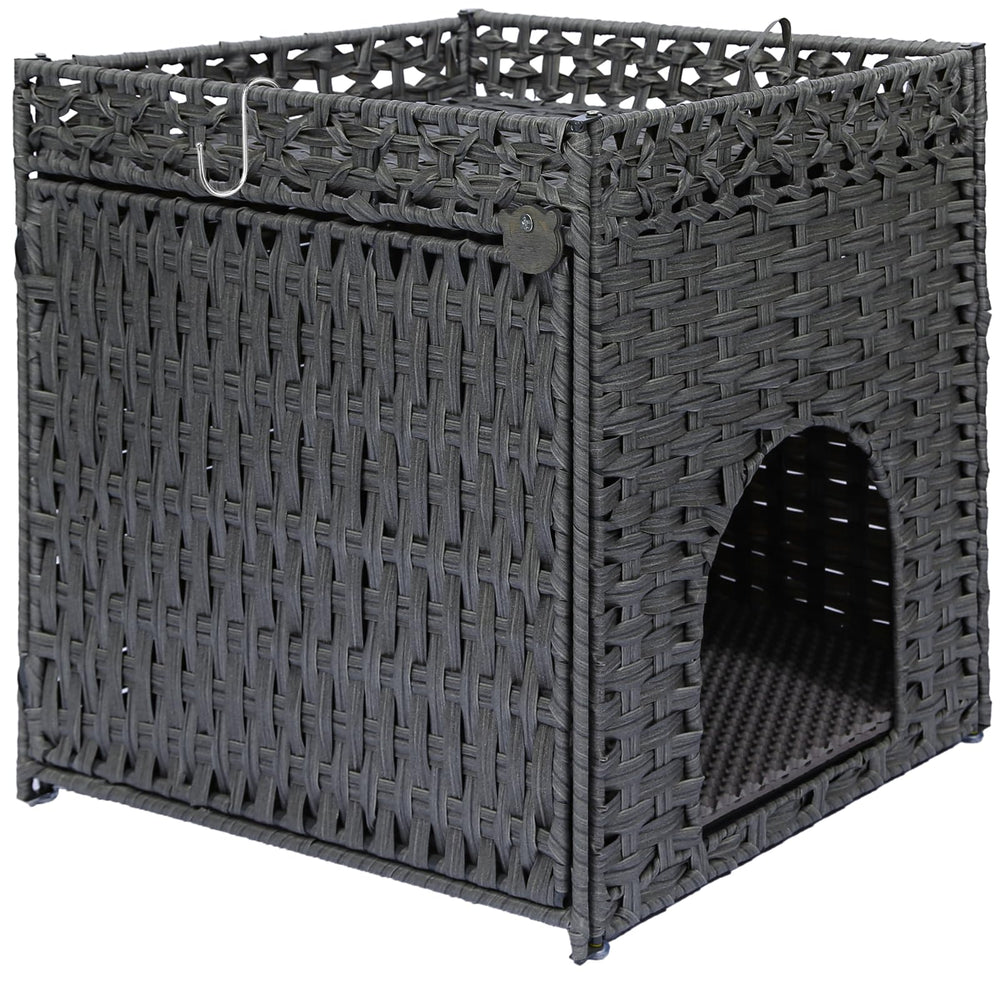 Neti Neti caja de arena para gatos cubierta, refugio discreto para calma en casa.