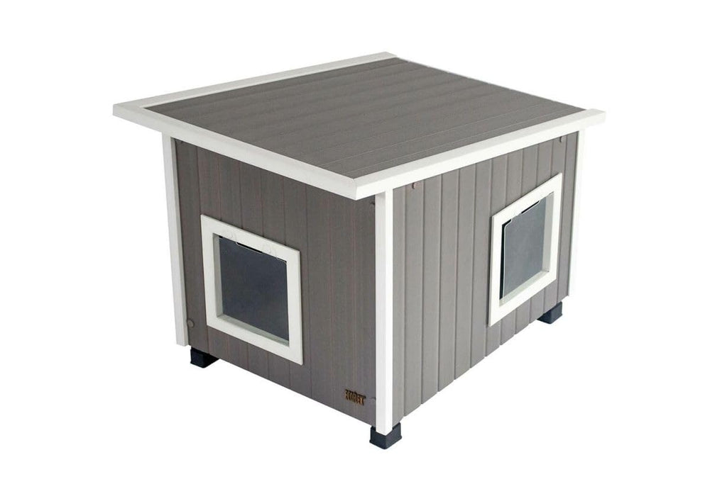 Piso elevado de New Age Pet ECOFLEX para mejor ventilación y fácil limpieza.