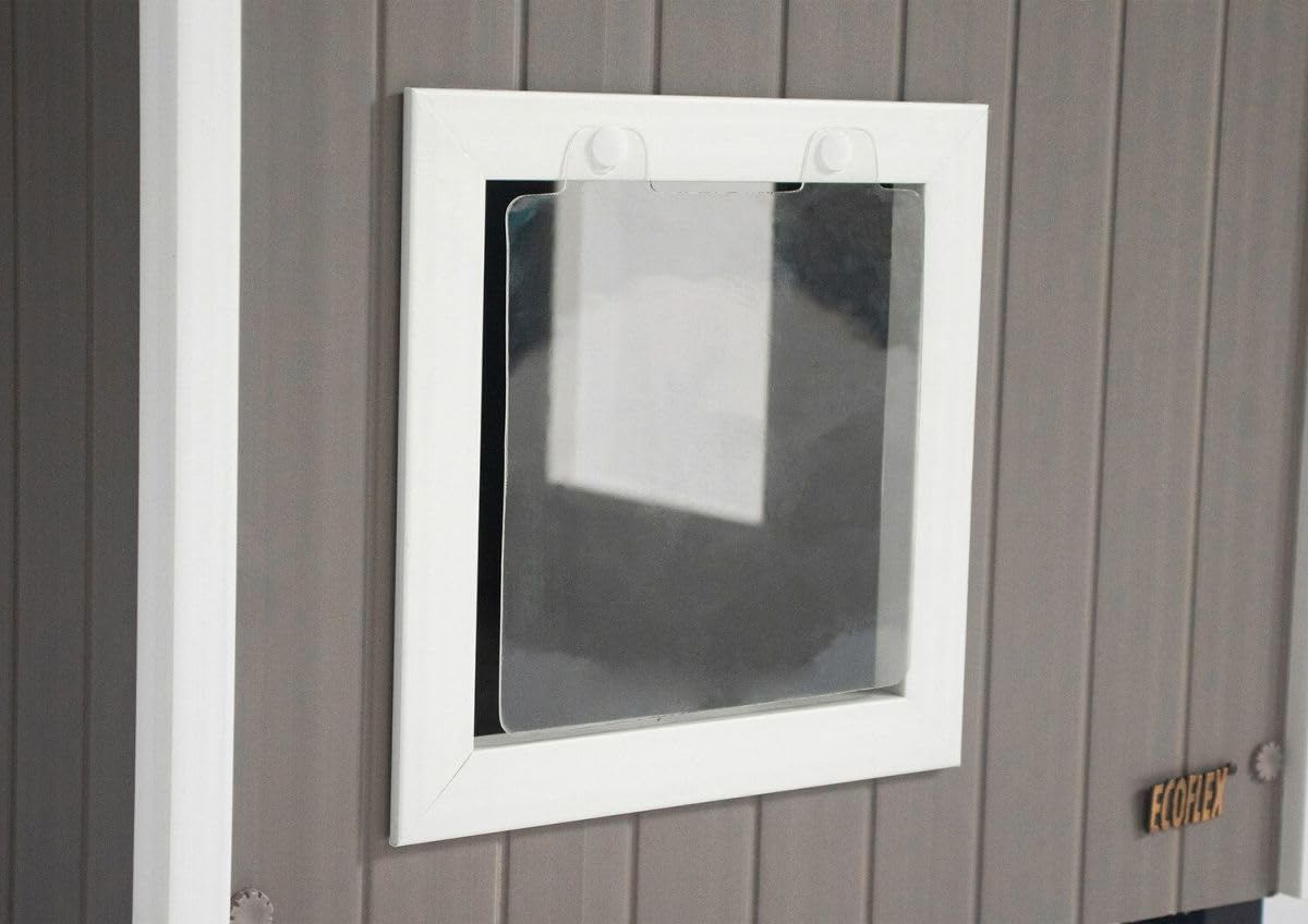 Puertas de vinilo duales protegen del viento y permiten escape seguro.