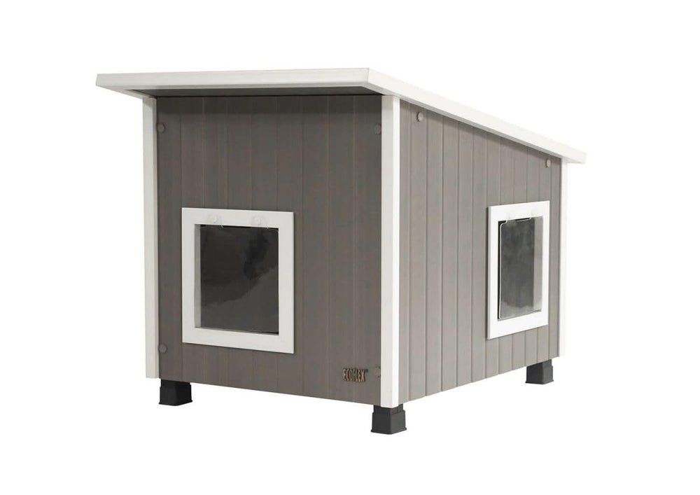 New Age Pet ECOFLEX casita exterior para gatos XL, refugio cómodo y resistente al clima.