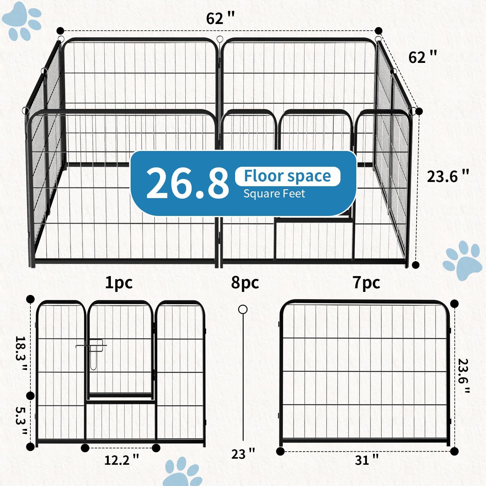 NEWBULIG cerco para perros, interior amplio seguro, ideal para juegos.