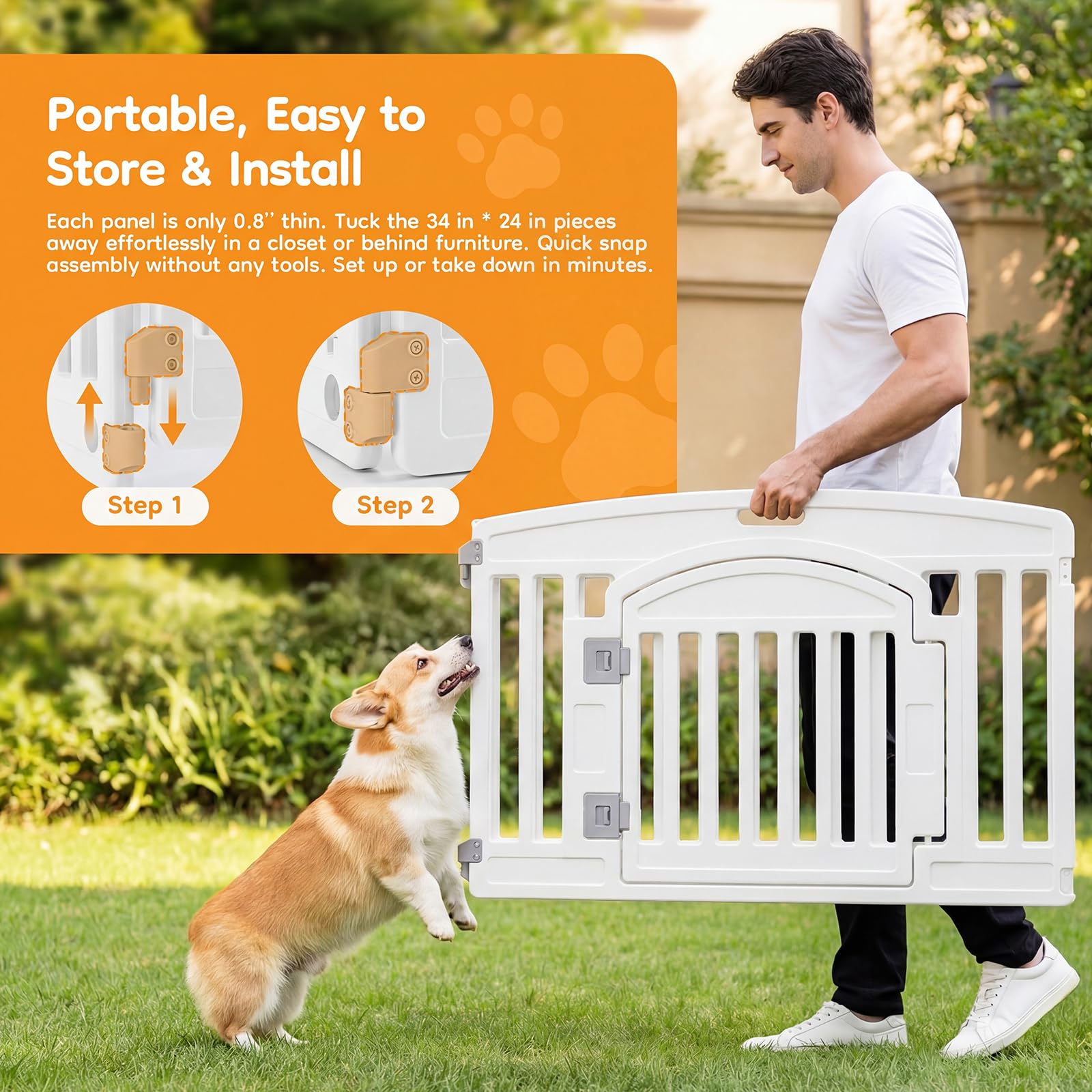 NEWBULIG corral exterior con estacas para mayor estabilidad.