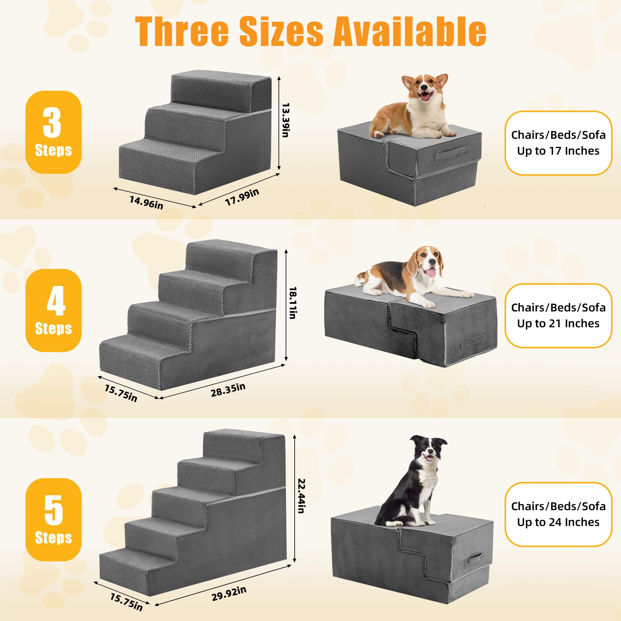NEWBULIG Escaleras para Perro Antideslizante con tapizado estable.