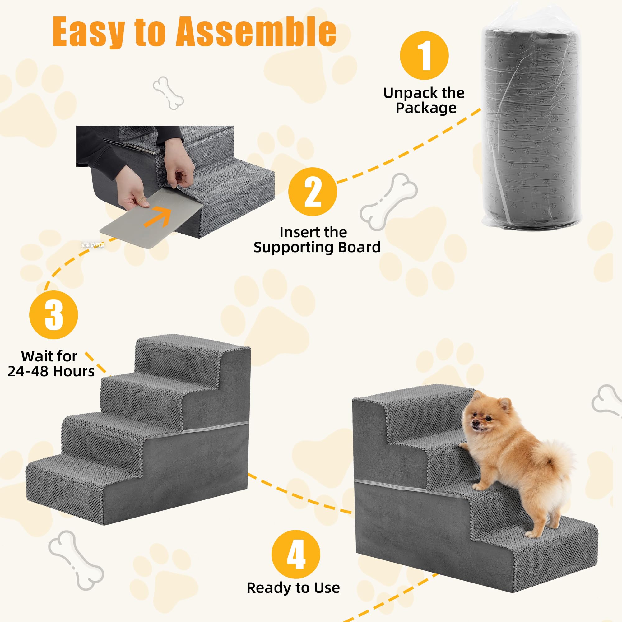 NEWBULIG Escaleras para Perro Funda lavable para limpieza fácil.