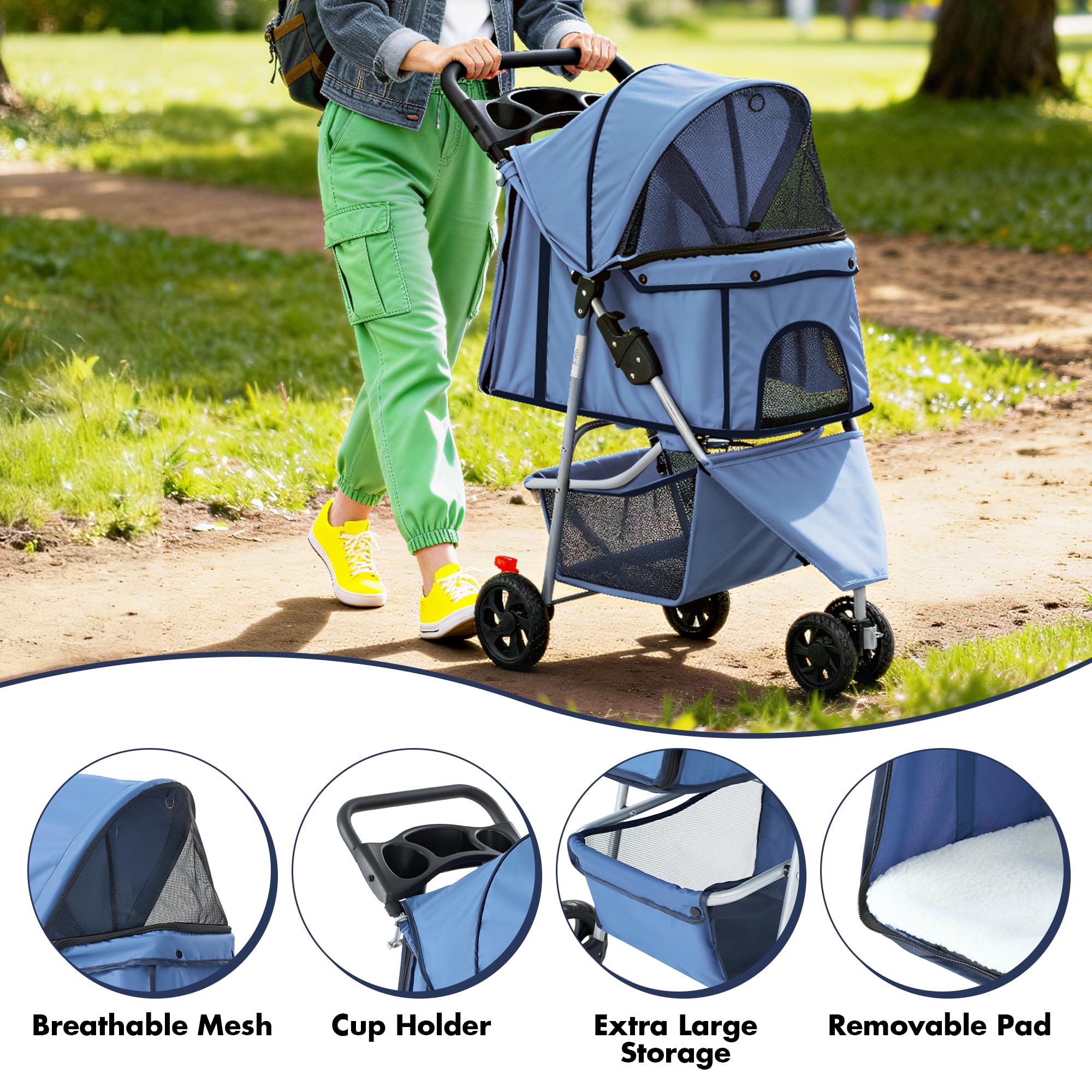 NEWBULIG manija ergonómica ajustable para comodidad durante el paseo
