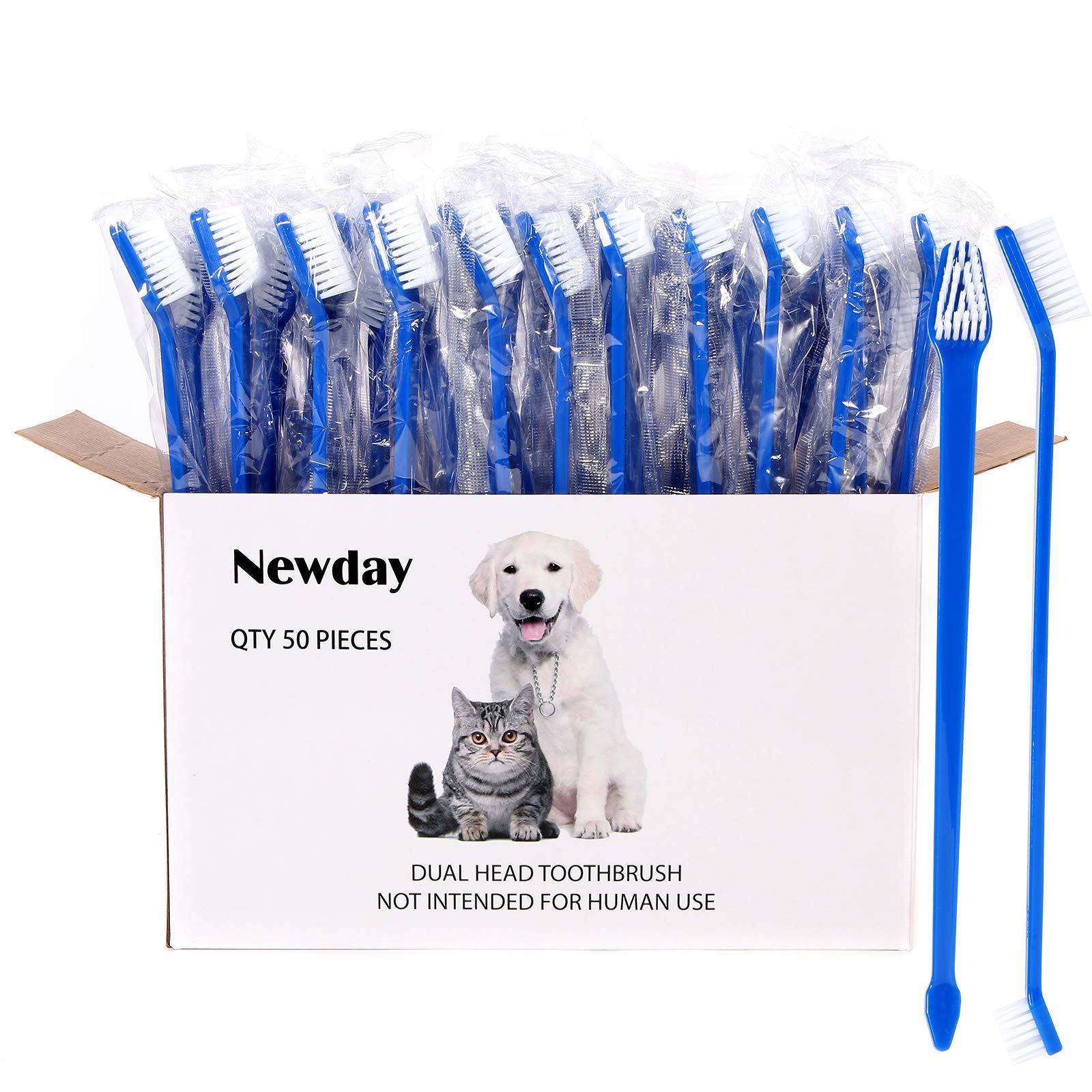 Newday cepillo doble cabeza para perros y gatos, 50 piezas listas para uso diario