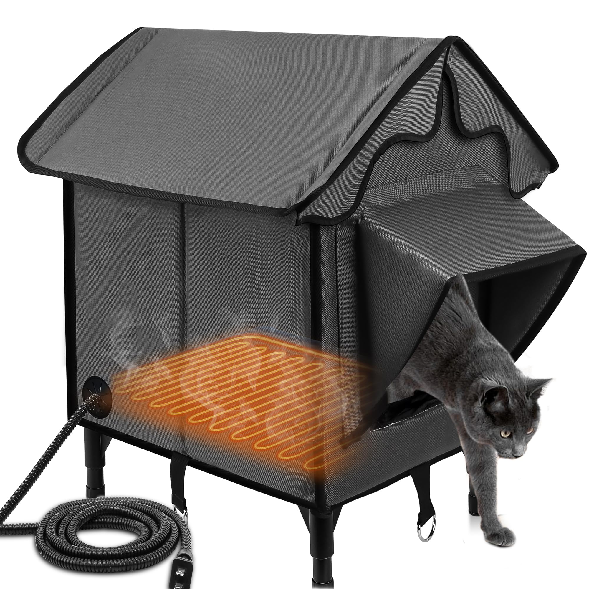Newget casa-gato caliente exterior: refugio cálido para gatos al aire libre.