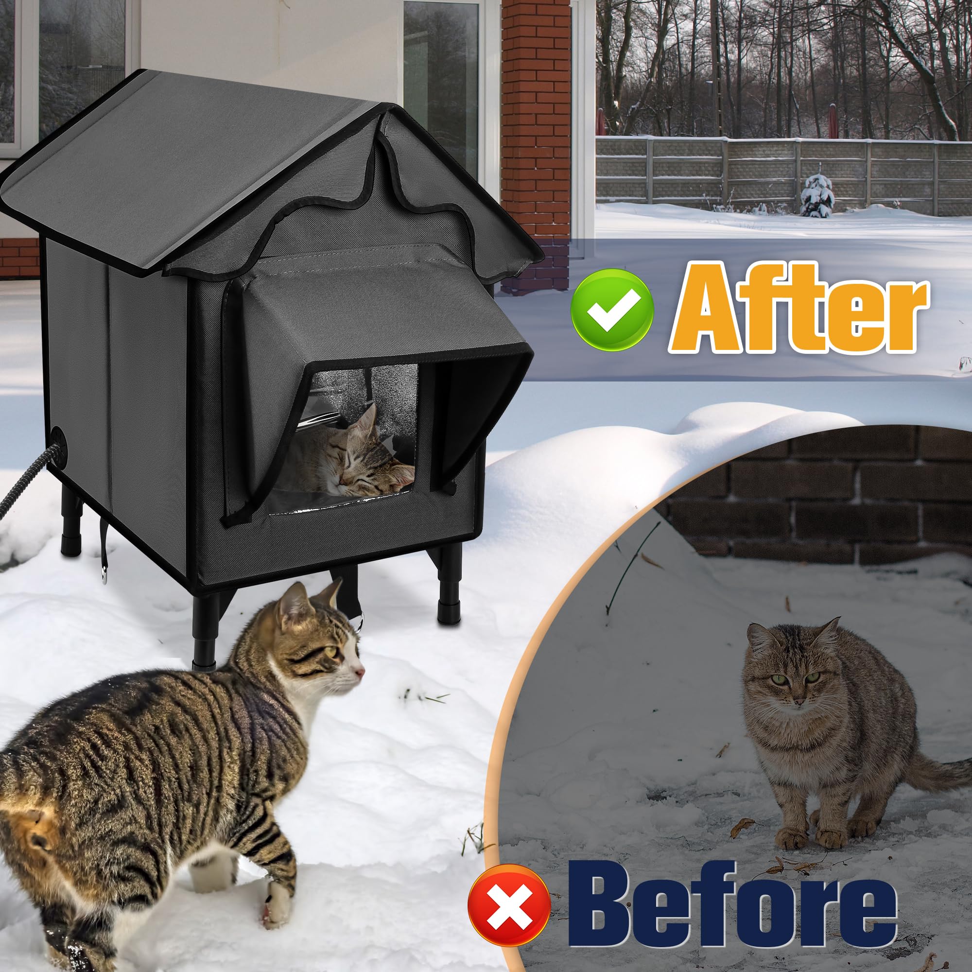 Newget casa-gato ventanas transparentes: acceso fácil y visibilidad para tu gato.