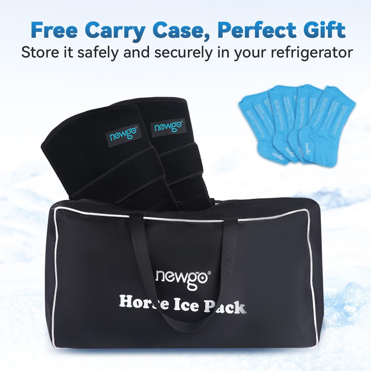 NEWGO Caballo conjunto de hielo preparado para congelar en la bolsa incluida para uso rápido