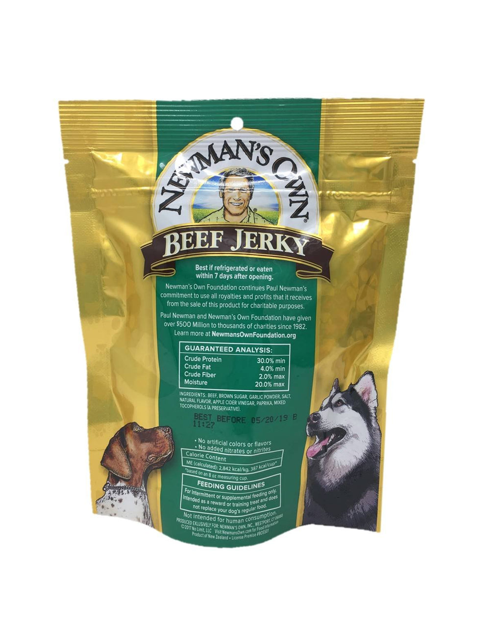 Premios de carne para perros sin colorantes ni sabores artificiales de Newman's Own.