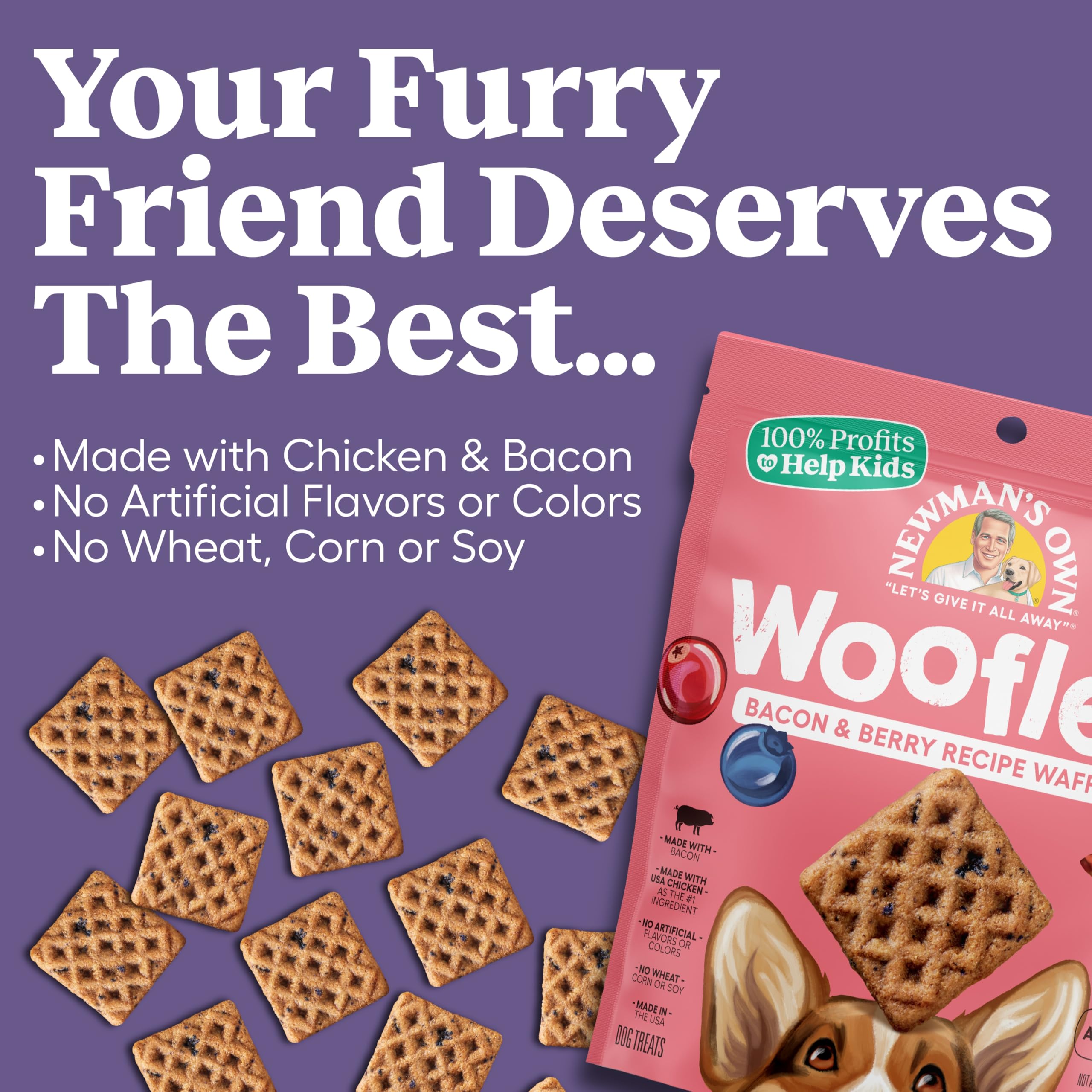 Newman's Own Woofles, textura suave, facilita la masticación.