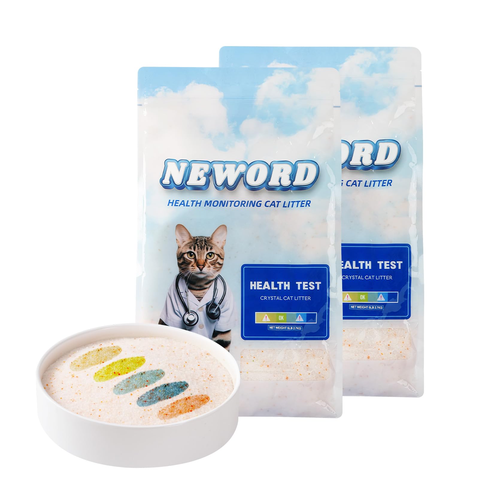 NEWORD cristales de salud para gatos muestran cambio de color para monitoreo visual