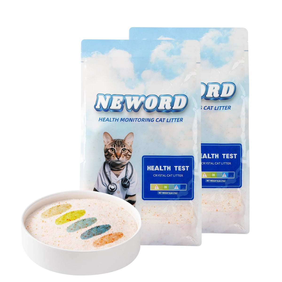 NEWORD cristales de salud para gatos muestran cambio de color para monitoreo visual