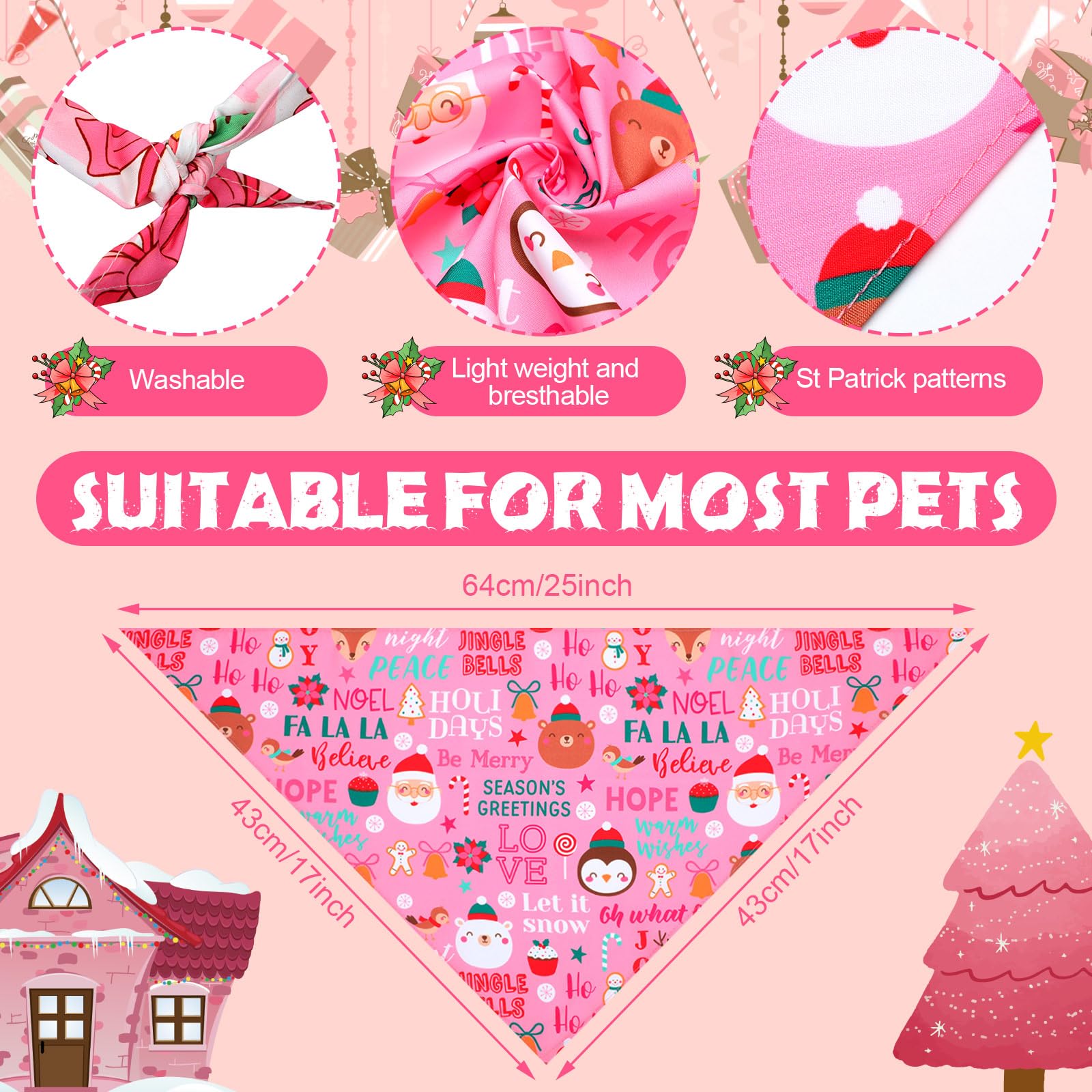 Newwiee bandanas para perros con estampado de corazones rosa, perfecto para eventos.