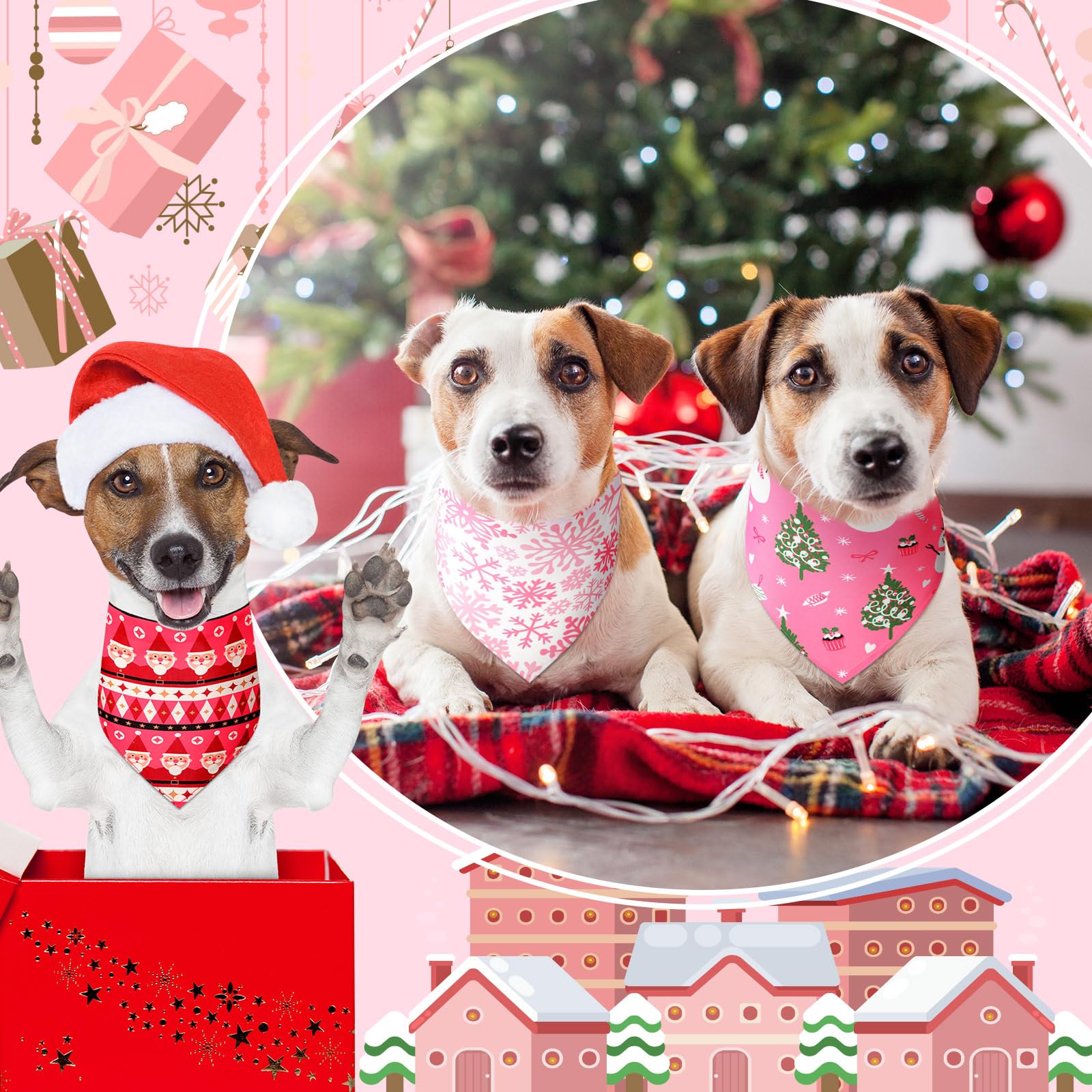 Newwiee bandanas rosa tamaño ajustable, aptas para perros grandes.