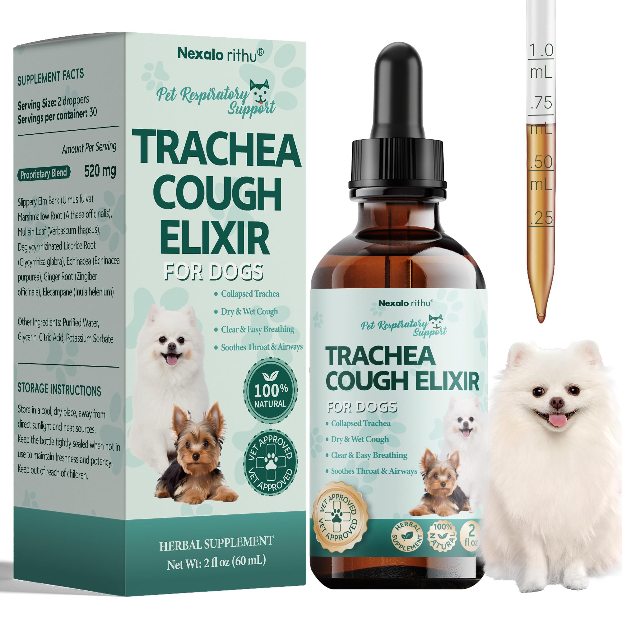 Nexalo Rithu elixir tos perro: apoyo suave a la garganta.