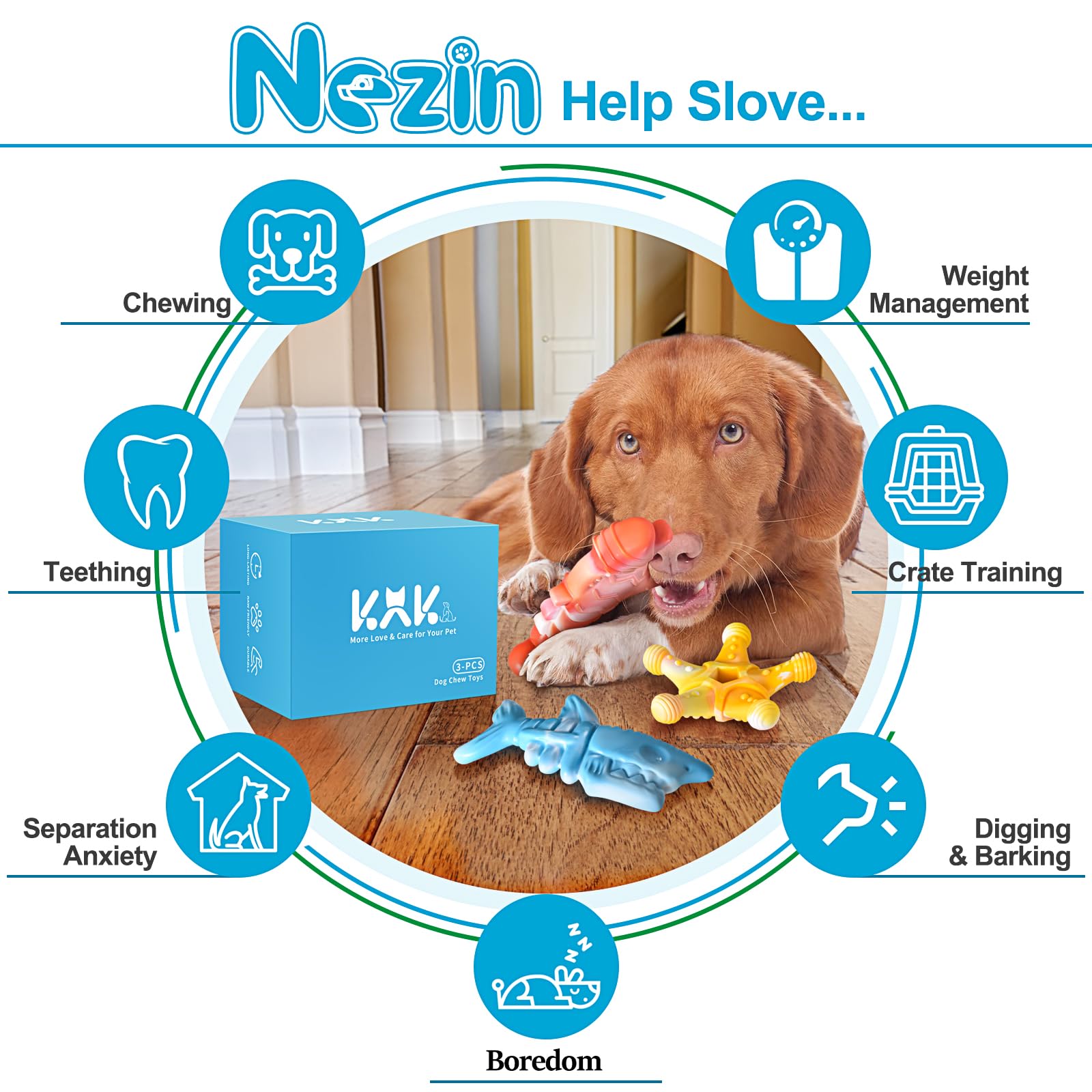 NEZIN juguete con agarre fácil para perros, mordidas controladas