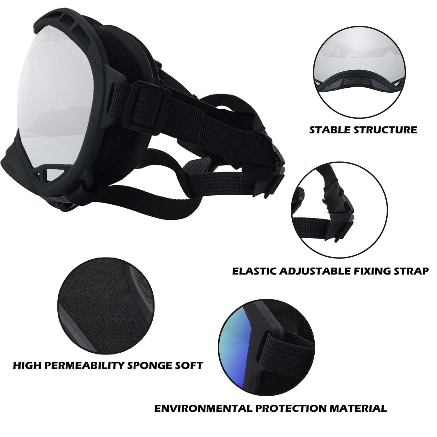 Lentes PC y marco TPU de NICERINC PET Doggles para durabilidad y confort